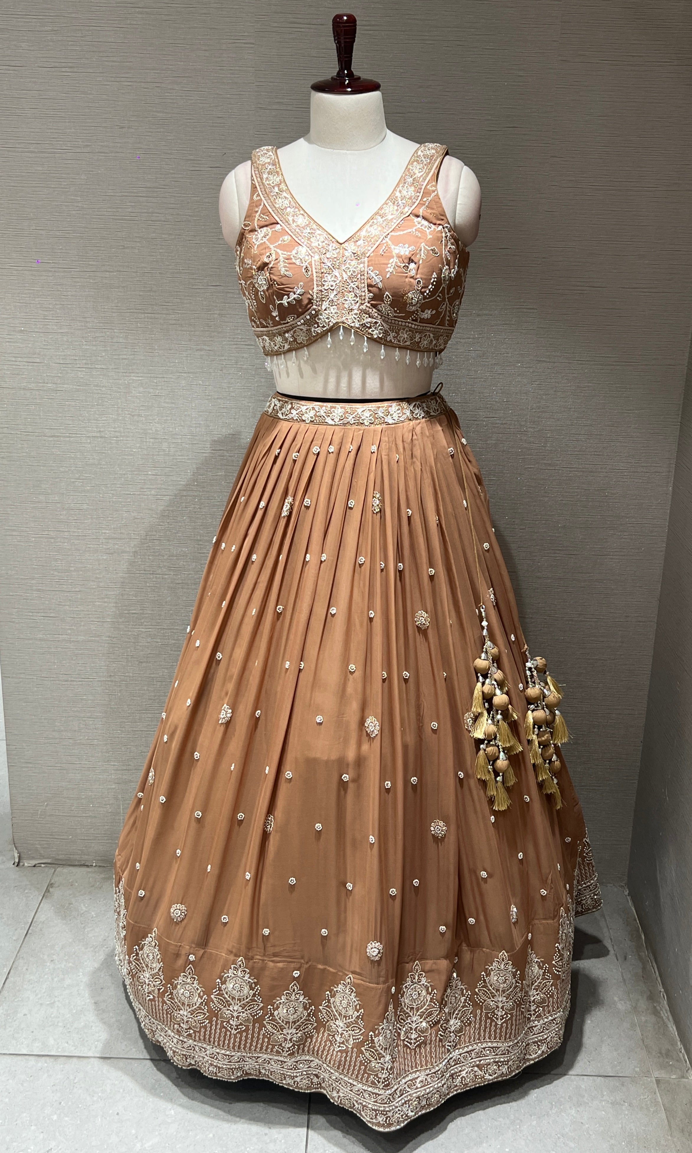 Chocolate Bronze Sequin Embroidered Lehenga Set