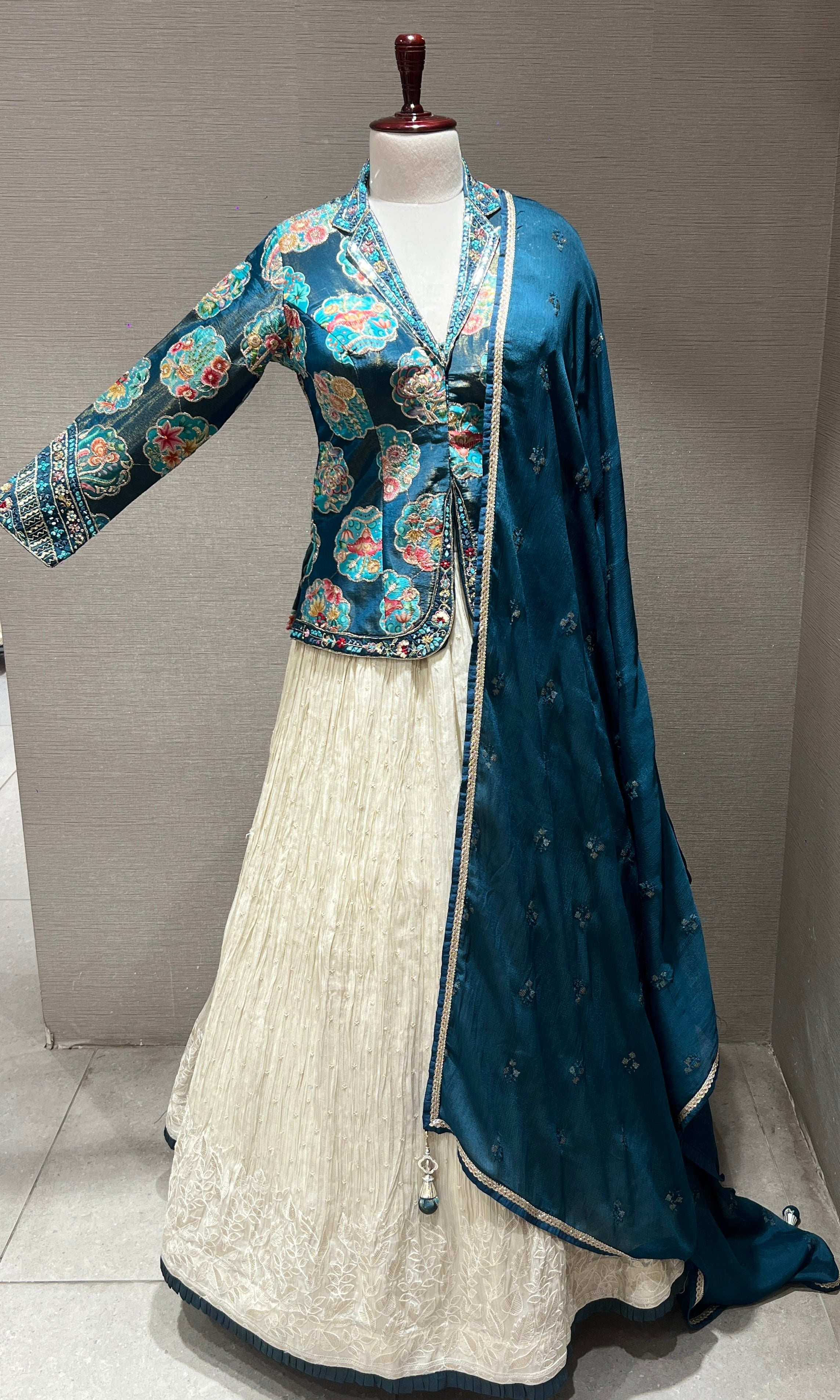 Blue Lehenga with jacket