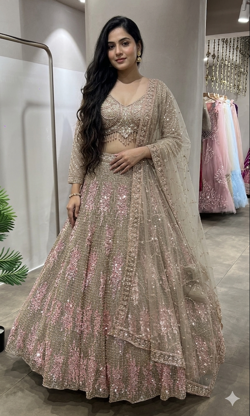 PINK INTRICATE EMBROIDERY LEHENGA