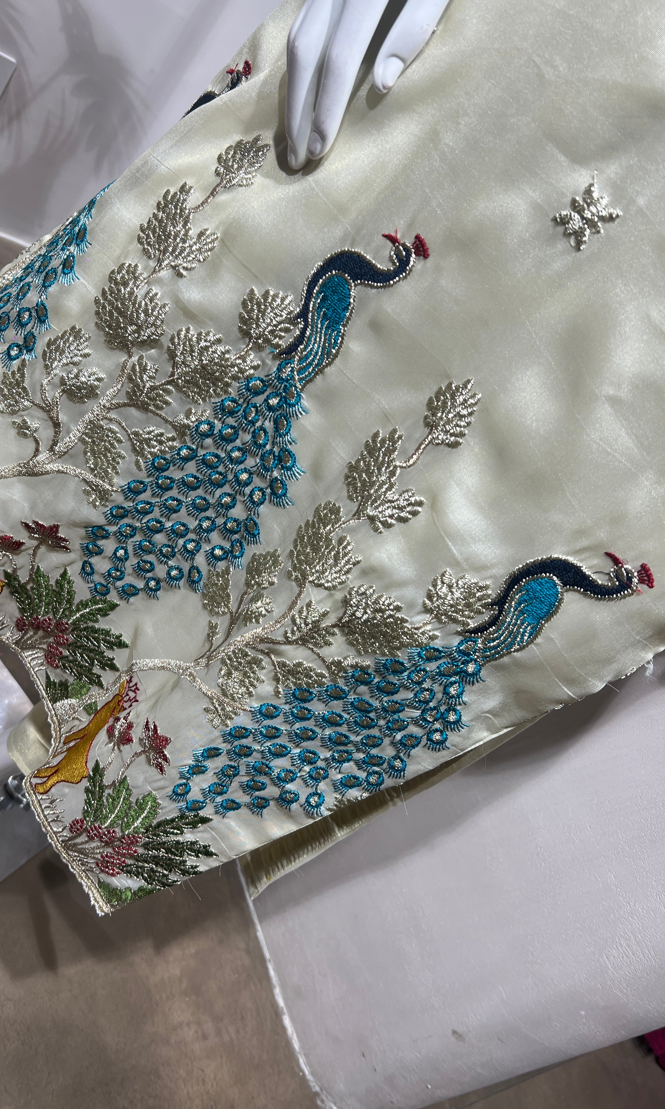 Cream Peacock Embroidered SHARARA Set
