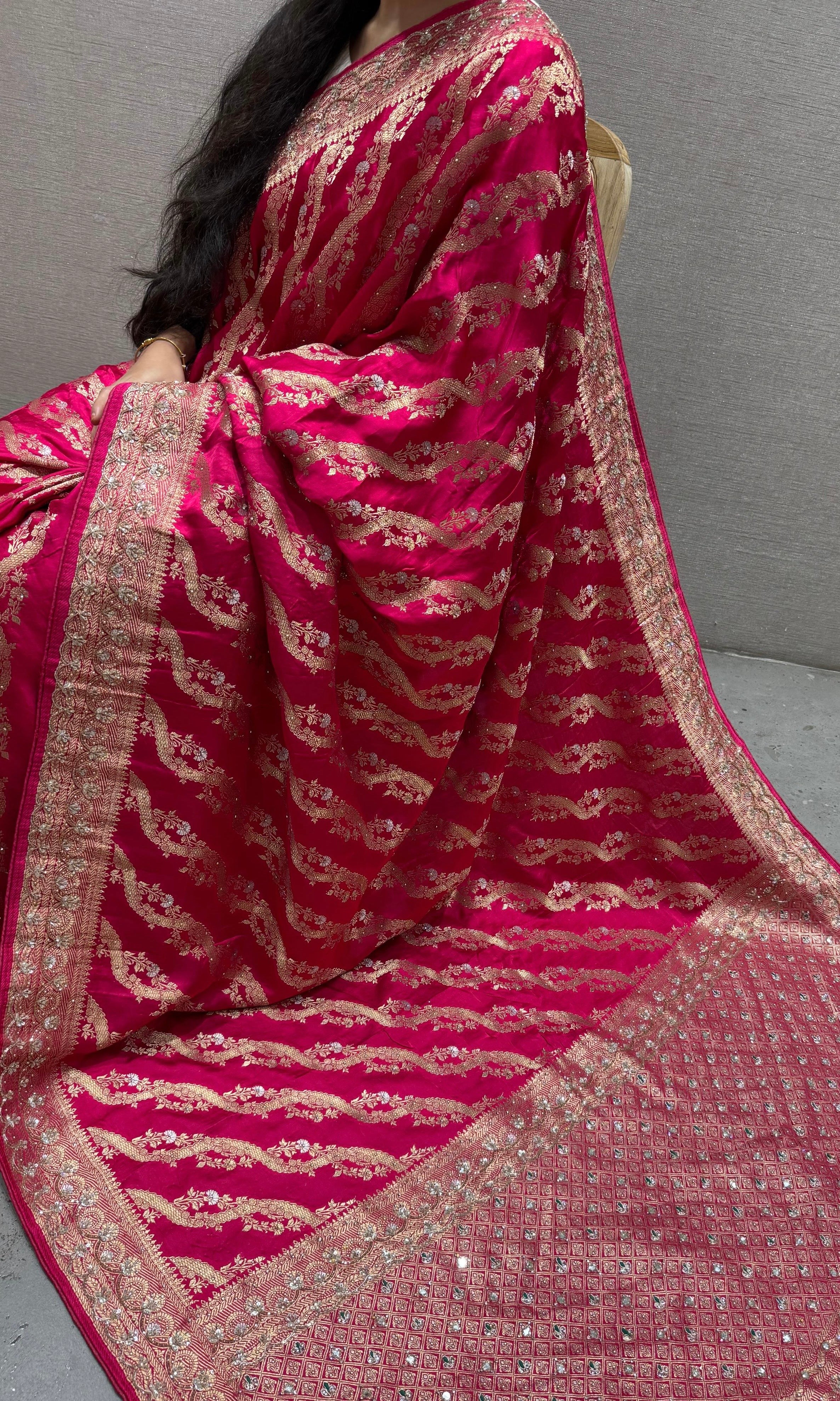 Pink Banarasi saree