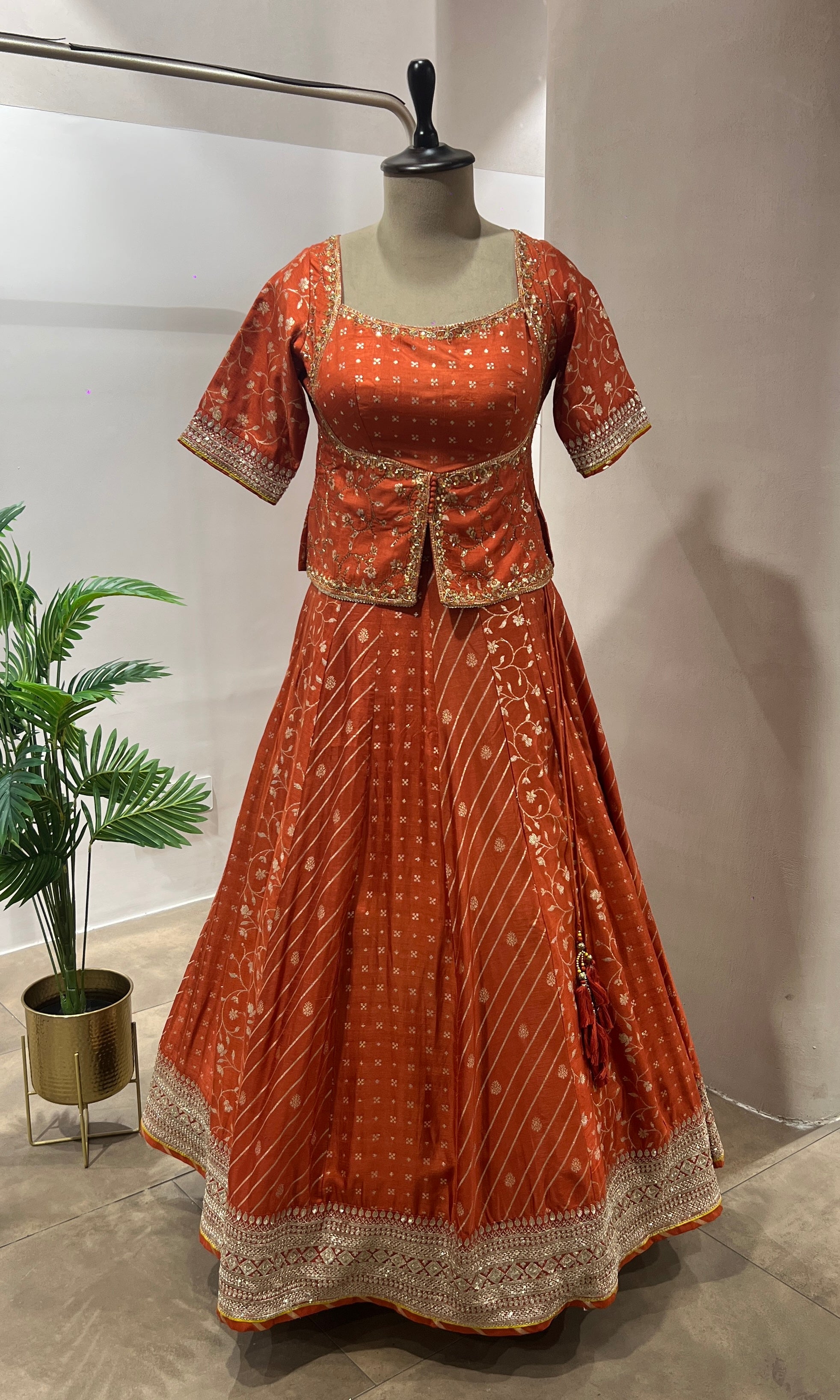 Rust INTRICATE GOLD EMBROIDERED LEHENGA