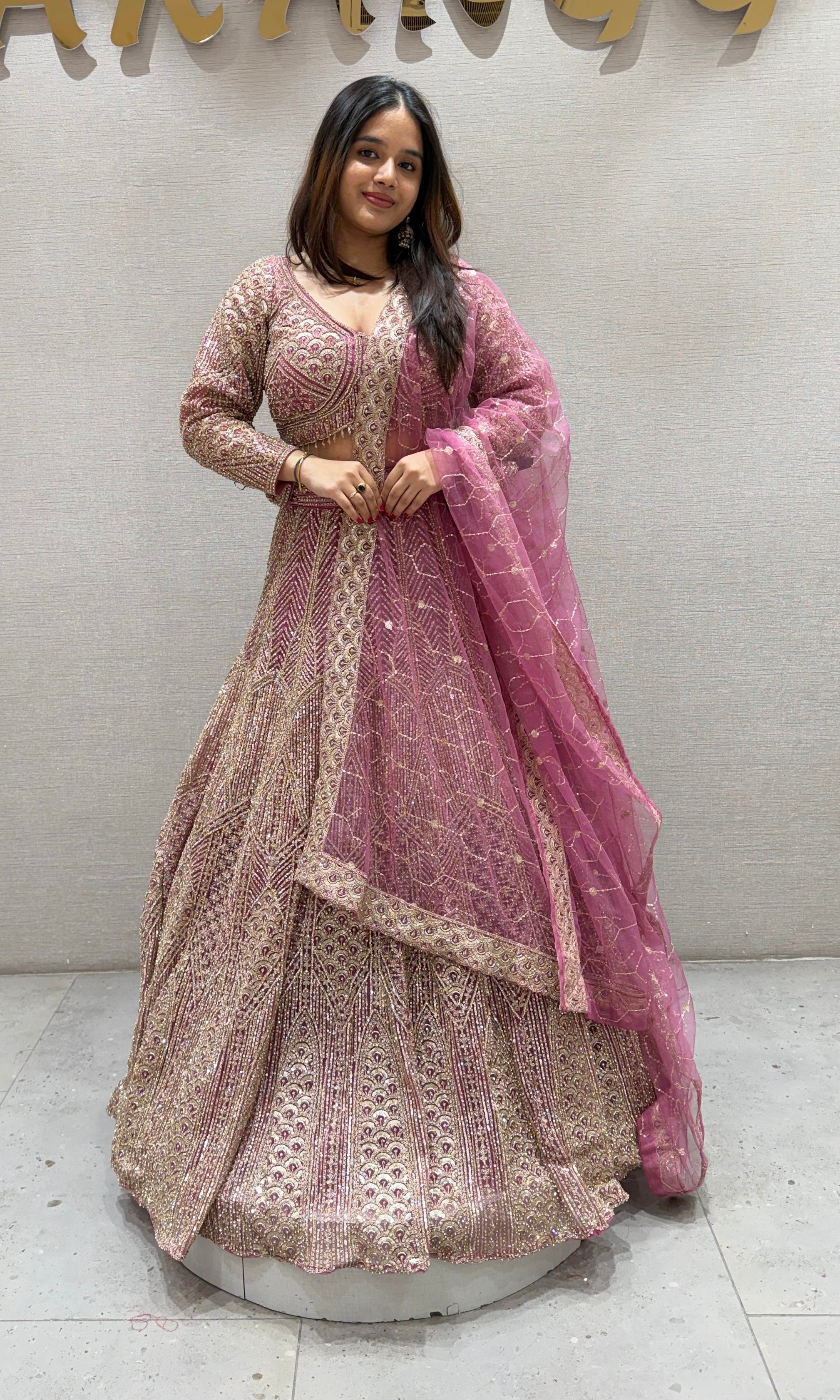 GAJARI HEAVY GOLDEN EMBROIDERED Lehenga