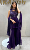 Purple Embellished Peplum Palazzo Set