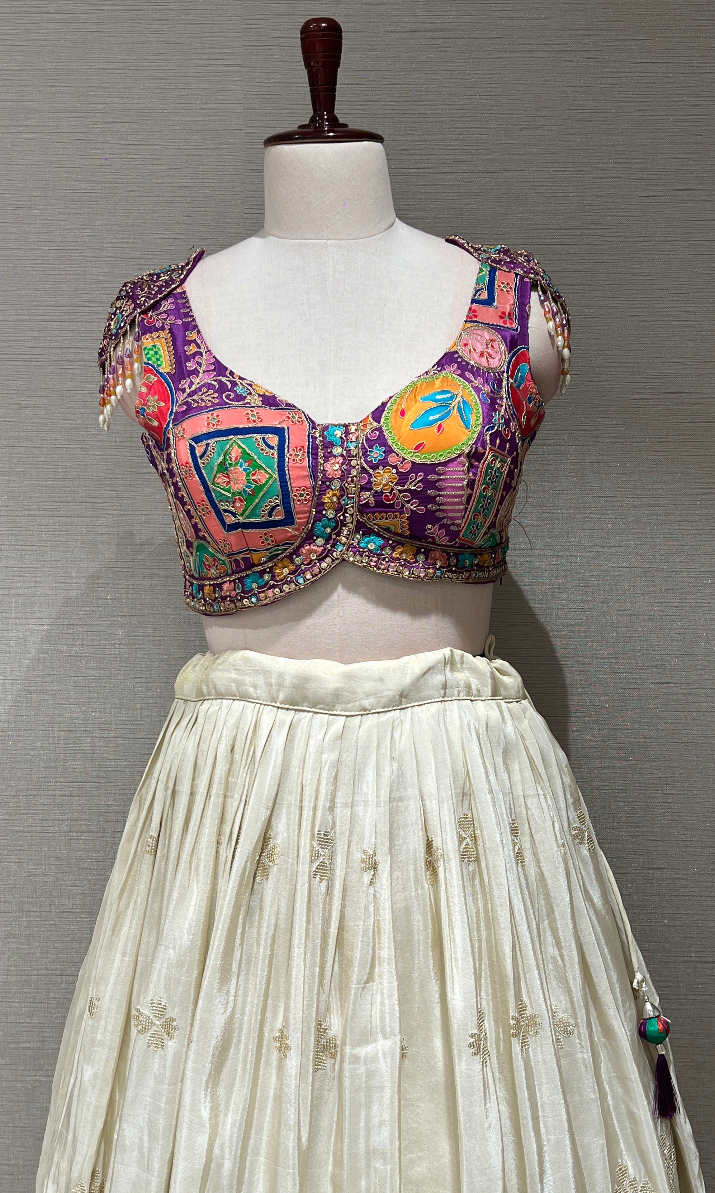 purple lehenga with Sequin Mirror Blouse