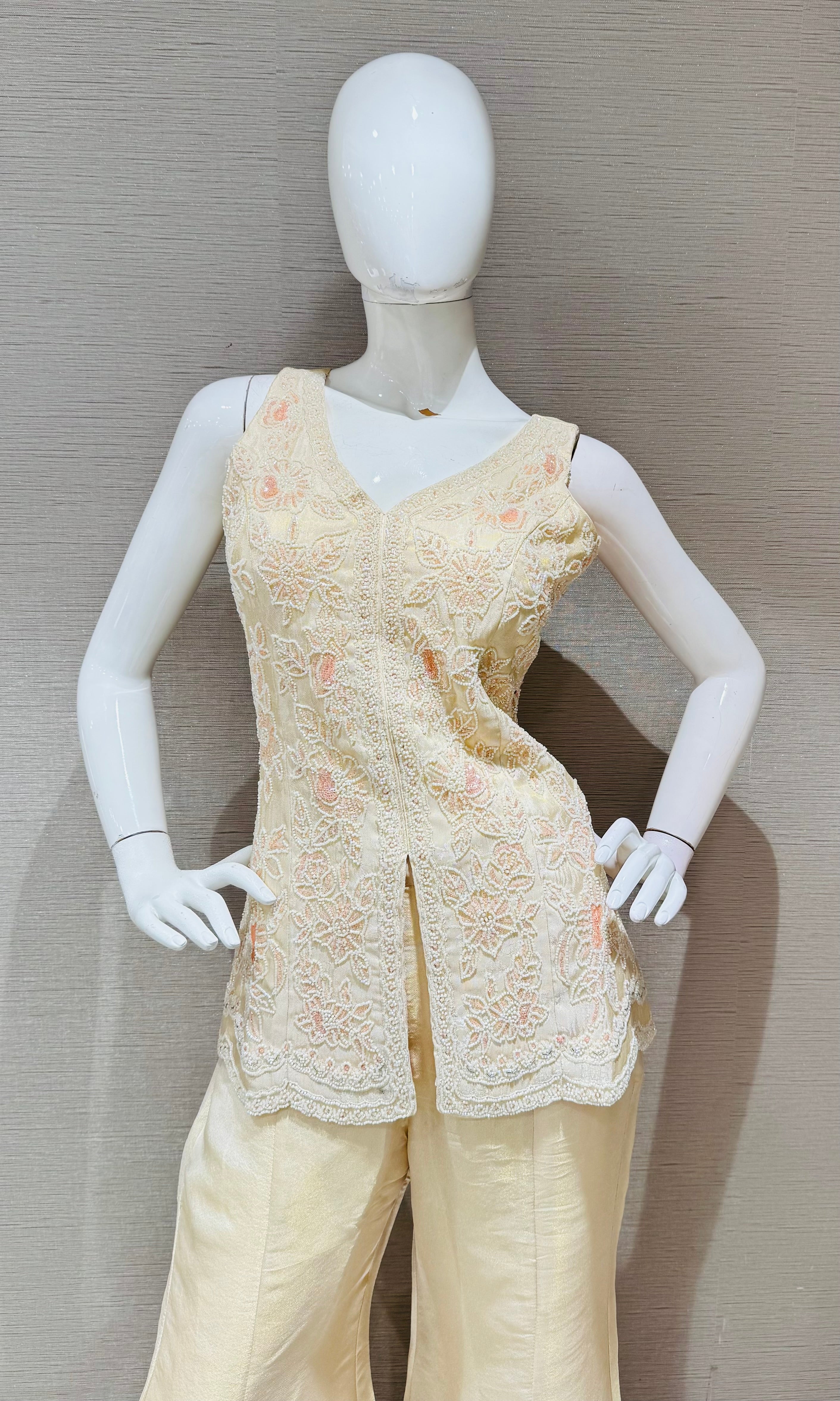 IVORY Georgette peplum Palazzo set