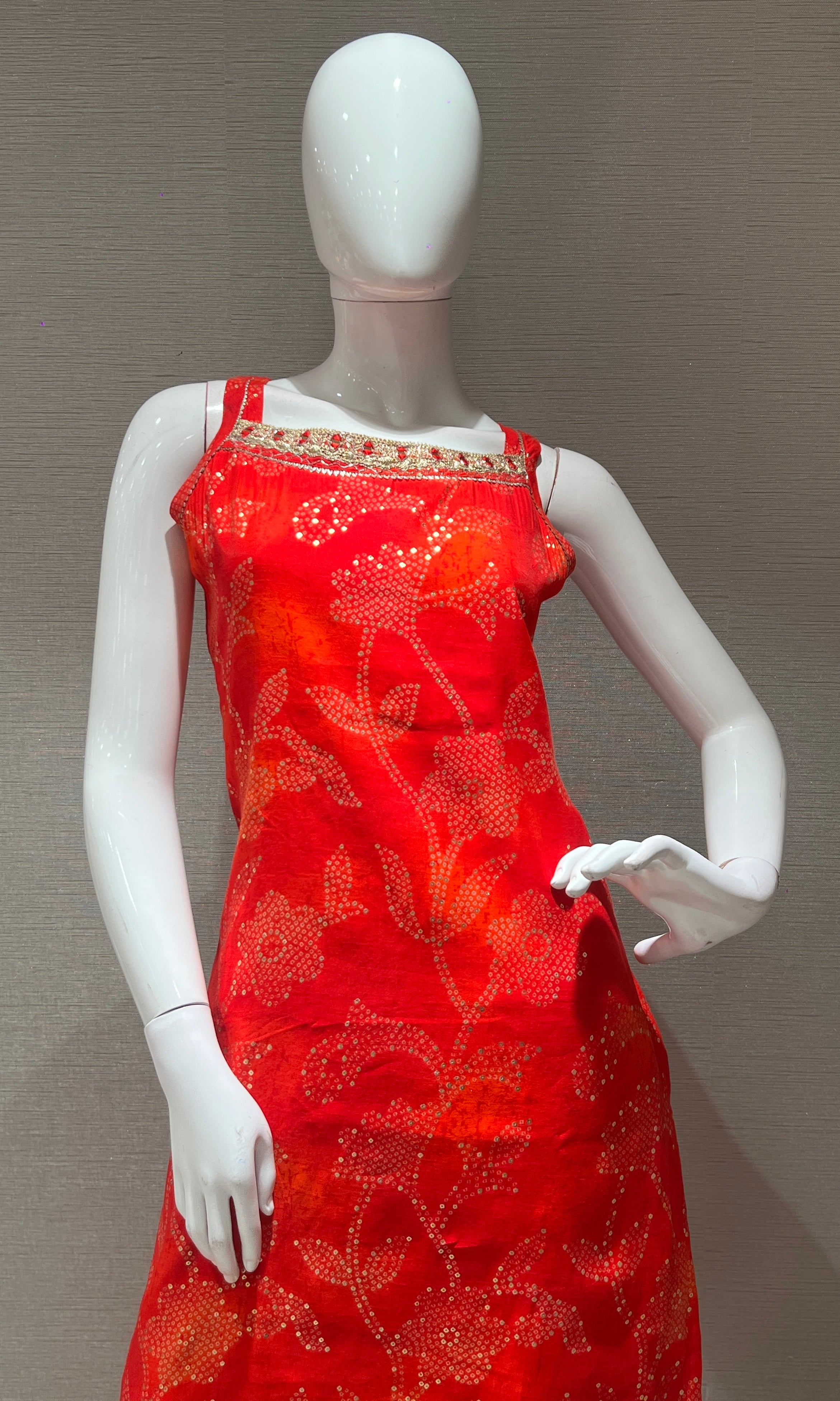 Red FLORAL EMBROIDERED SHARARA SET