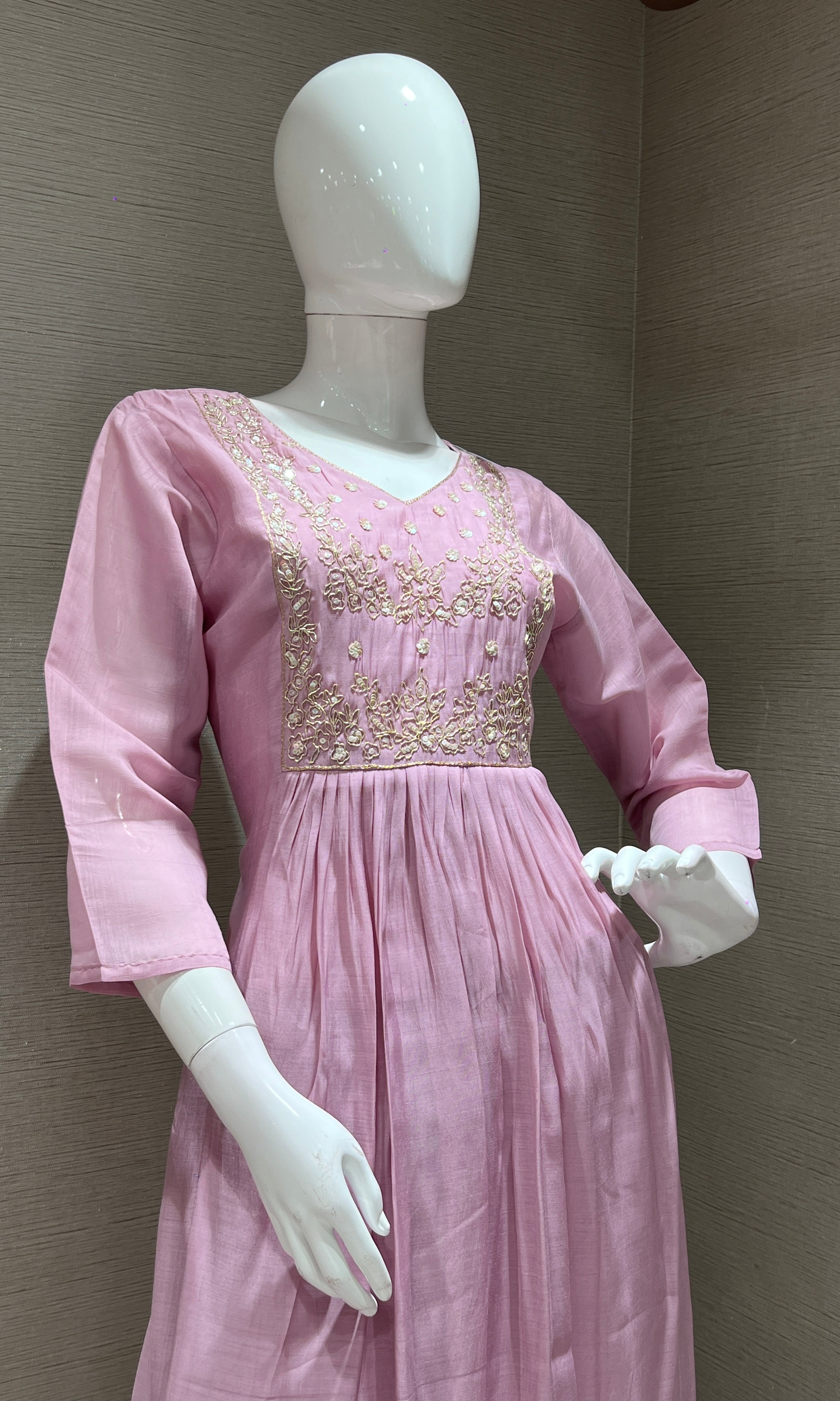 Onion pink MUL CHANDERI kurta set