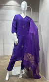 Purple Embroidered motifs kurta set