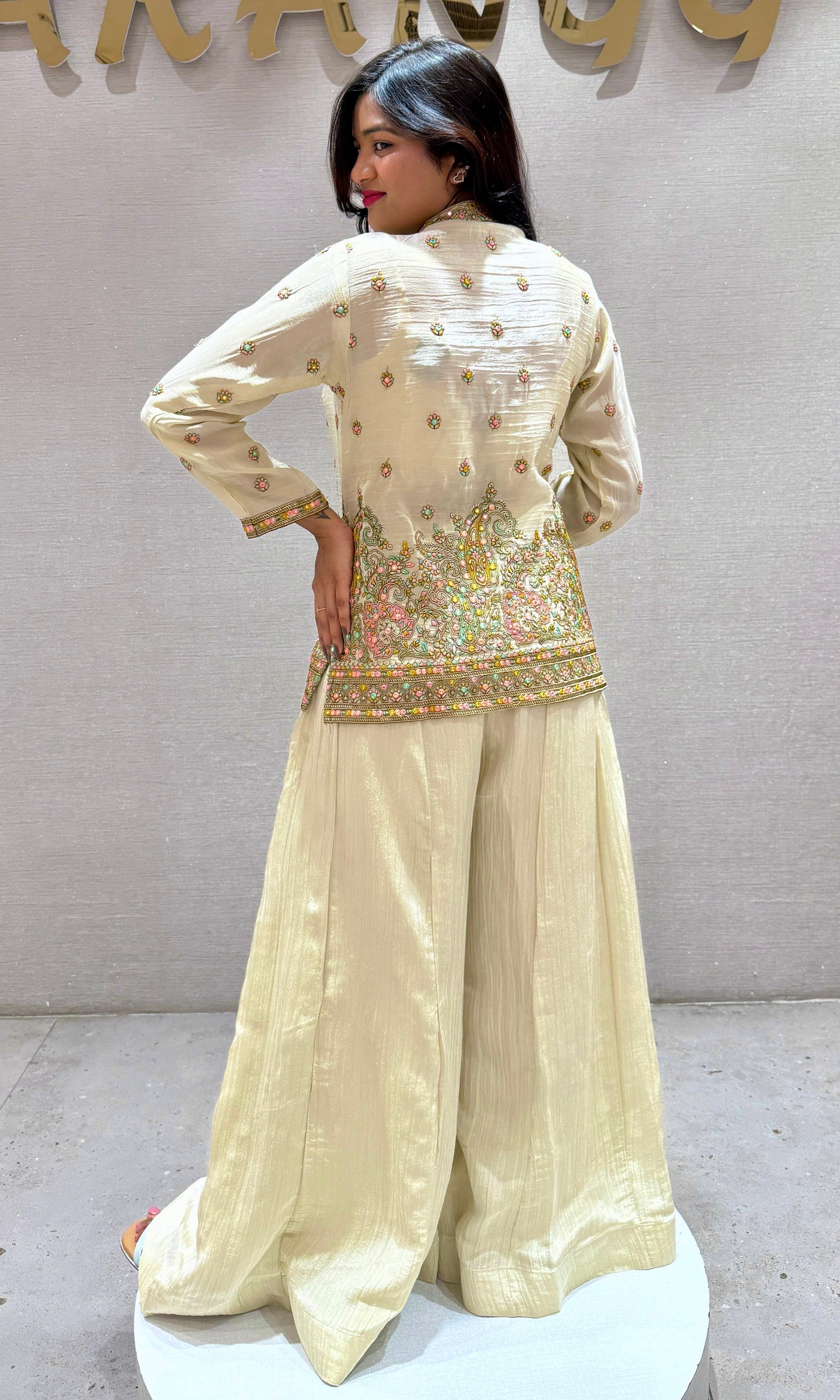 Ivory palazzo with jacket