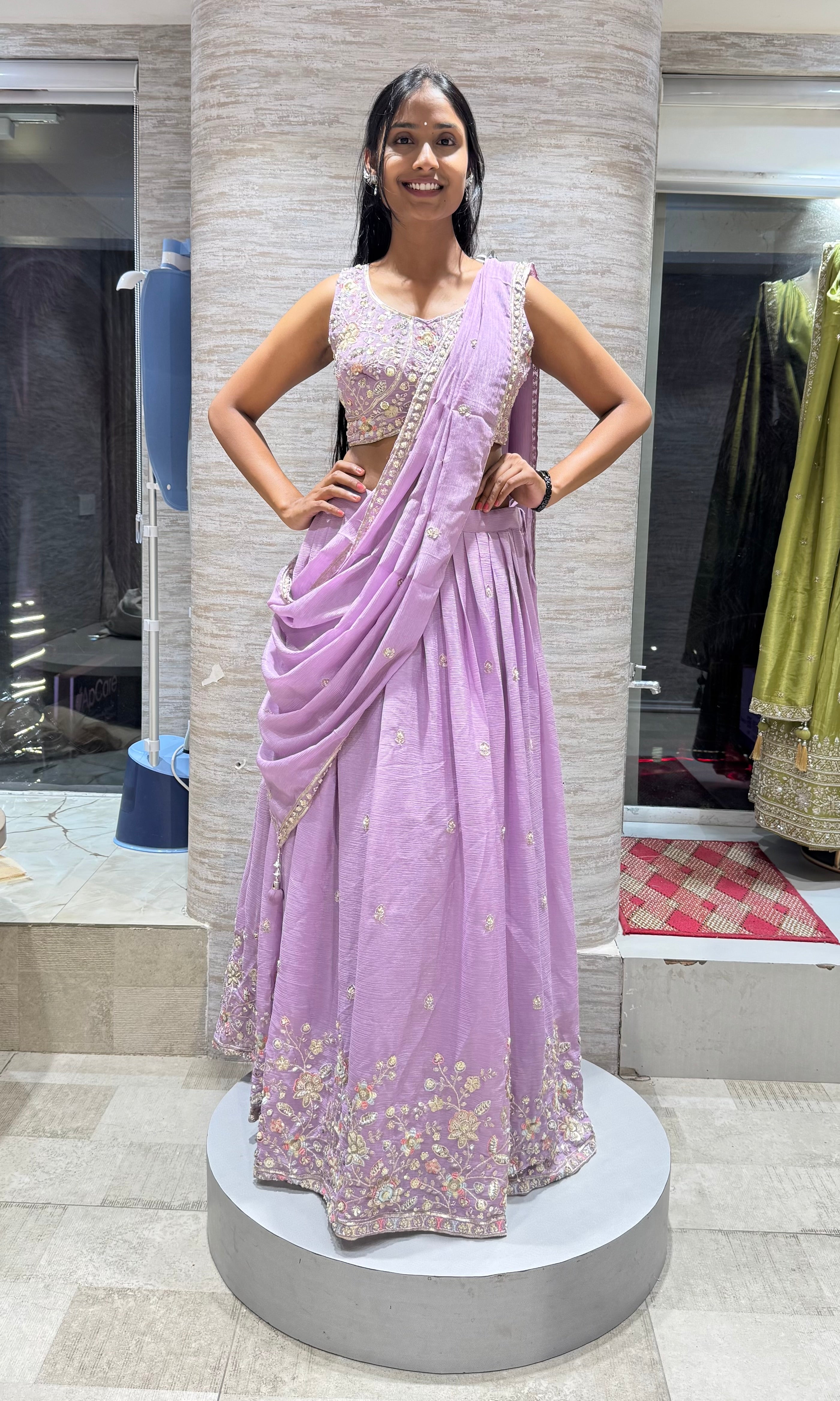 LAVENDER FLORAL EMBROIDERED LEHENGA