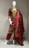Red FLORAL EMBROIDERED KURTA SET