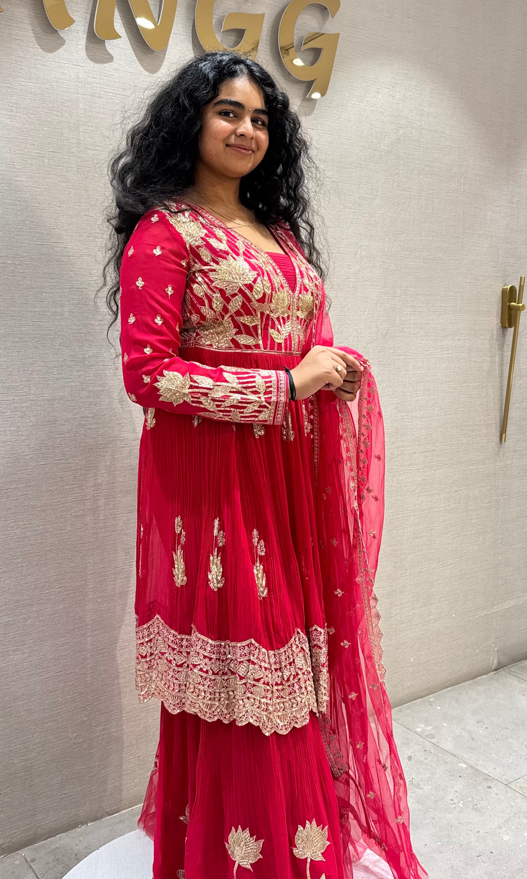 Pink GOLDEN EMBROIDERED SHARARA SET