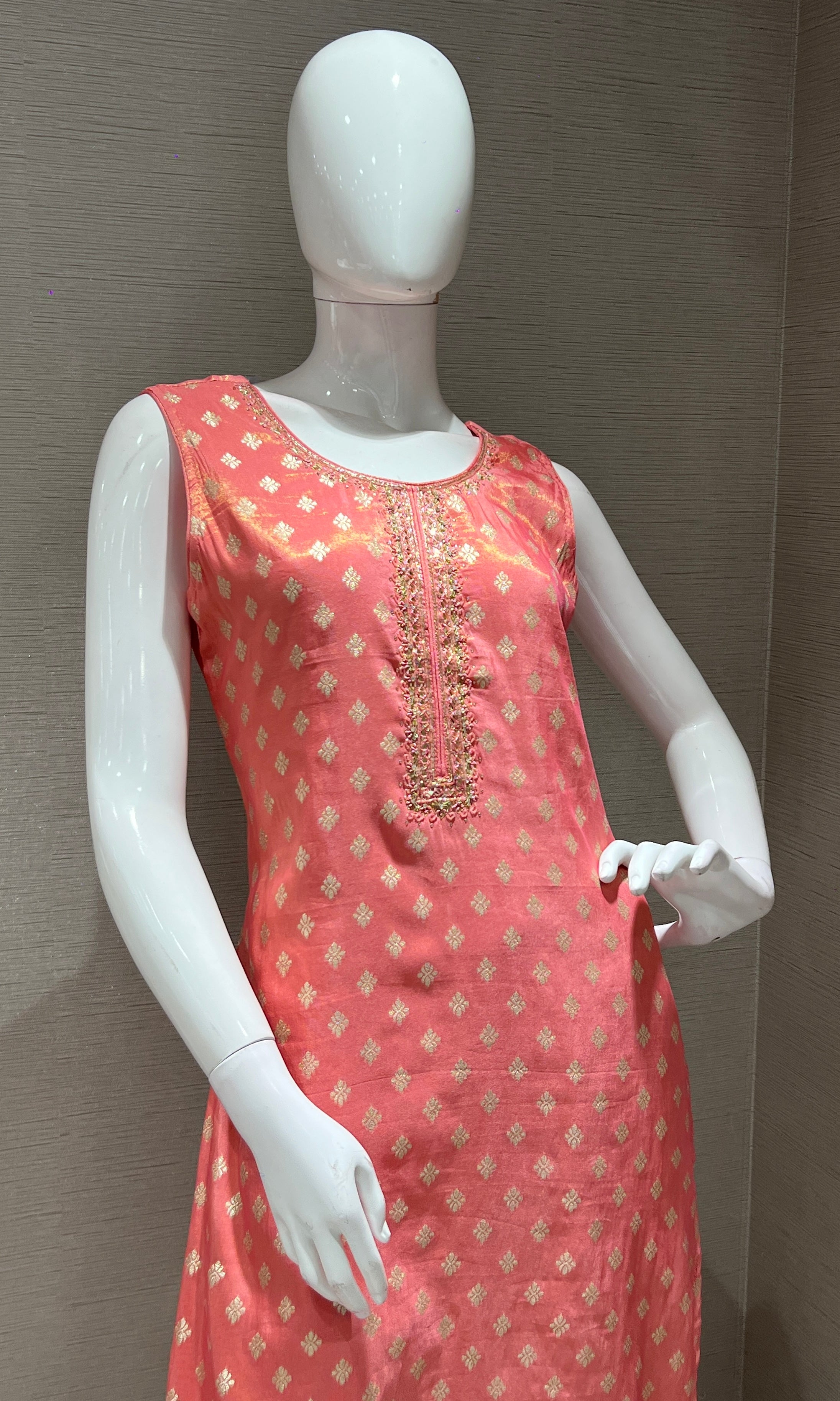 Peach BANARASI EMBROIDERED kurta set