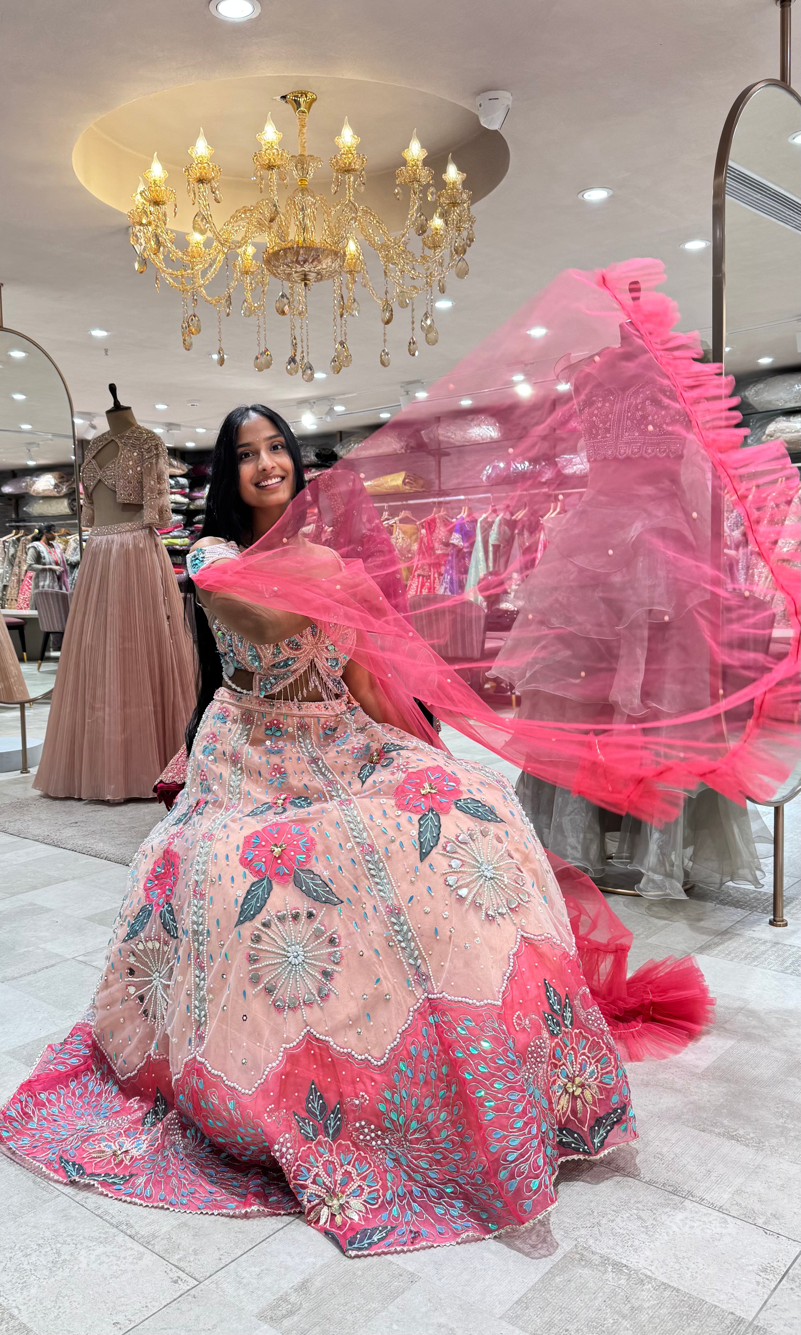 Peach BLOSSOM  EMBROIDERED LEHENGA