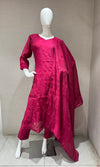 WINE Mul Chanderi Kurta Set with Dupatta