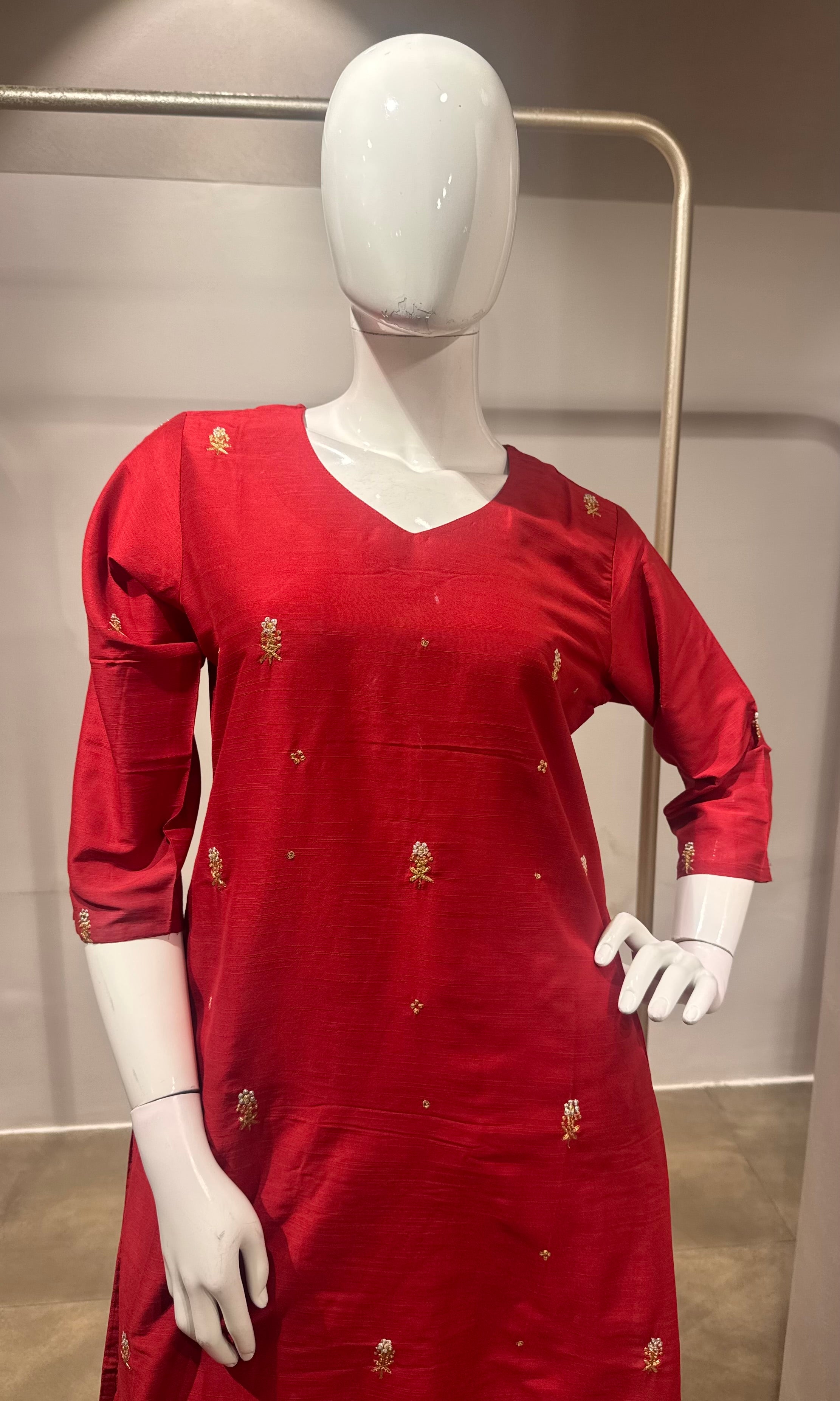 RUST Elegance Silk Blend Kurta Set with Dupatta