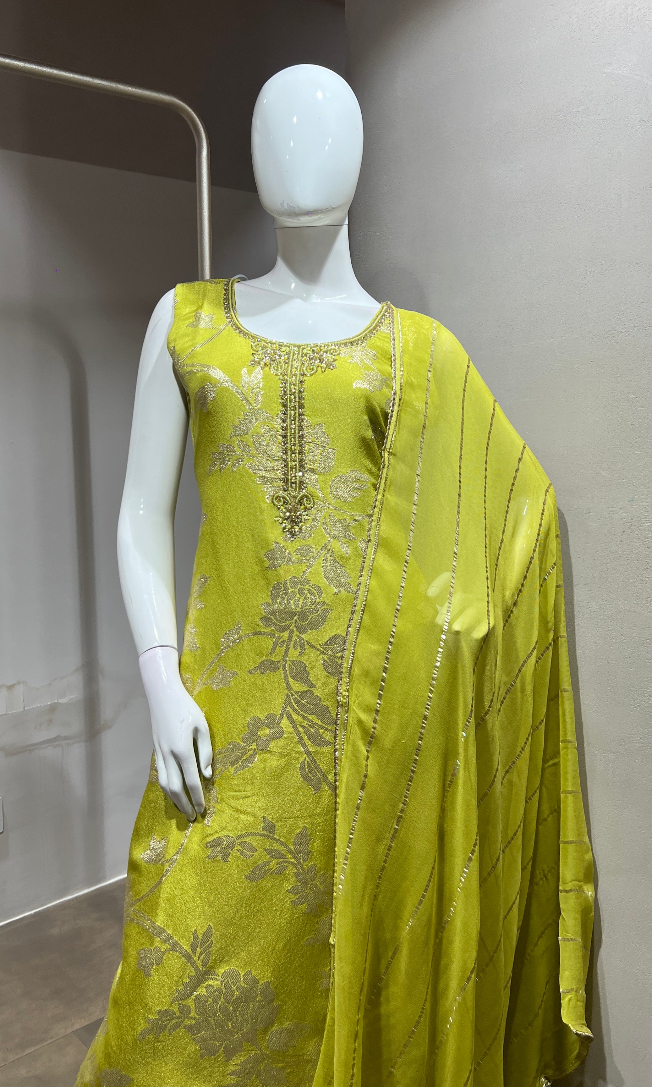 Green Embroidered Silk Kurta Suit with Dupatta