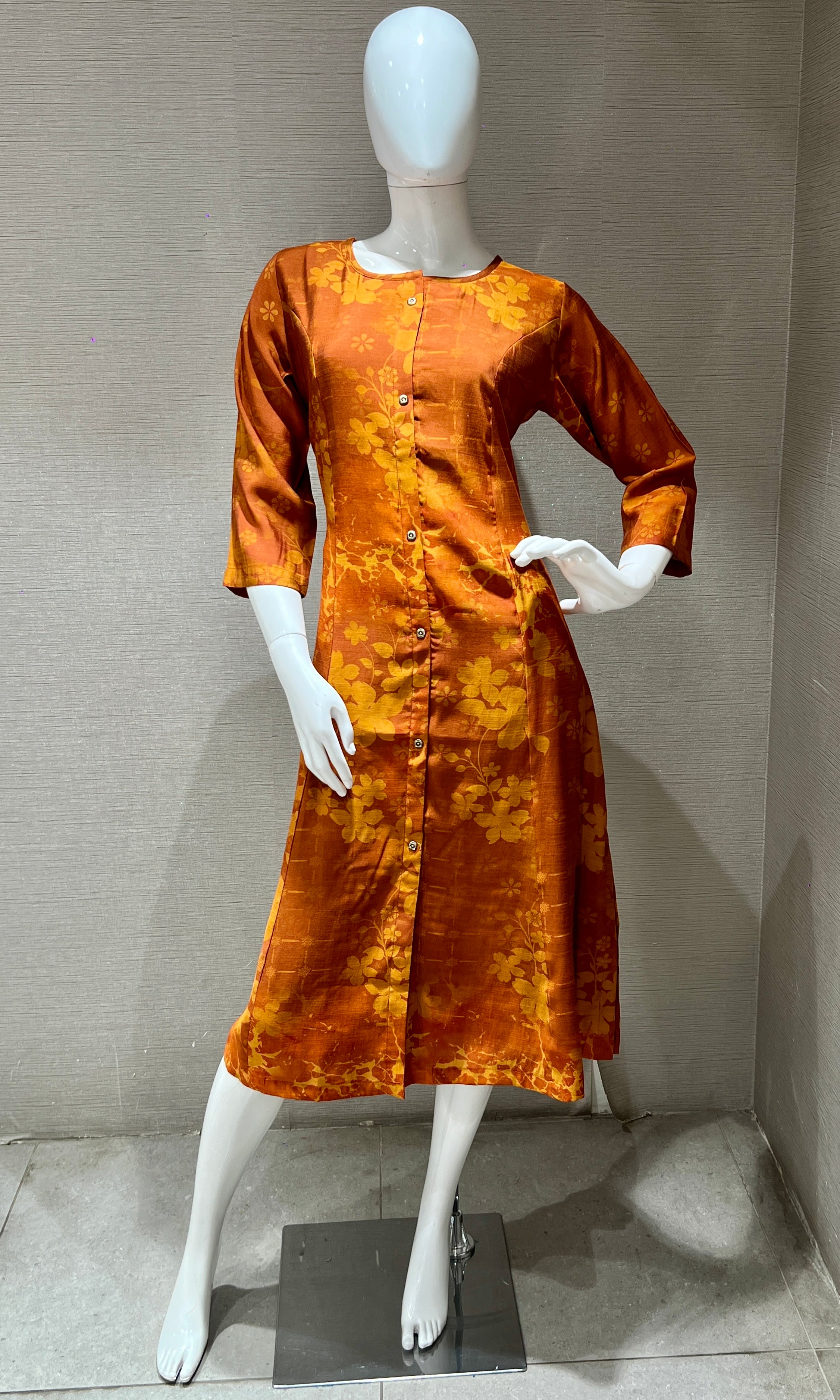 Rust Anarkali top