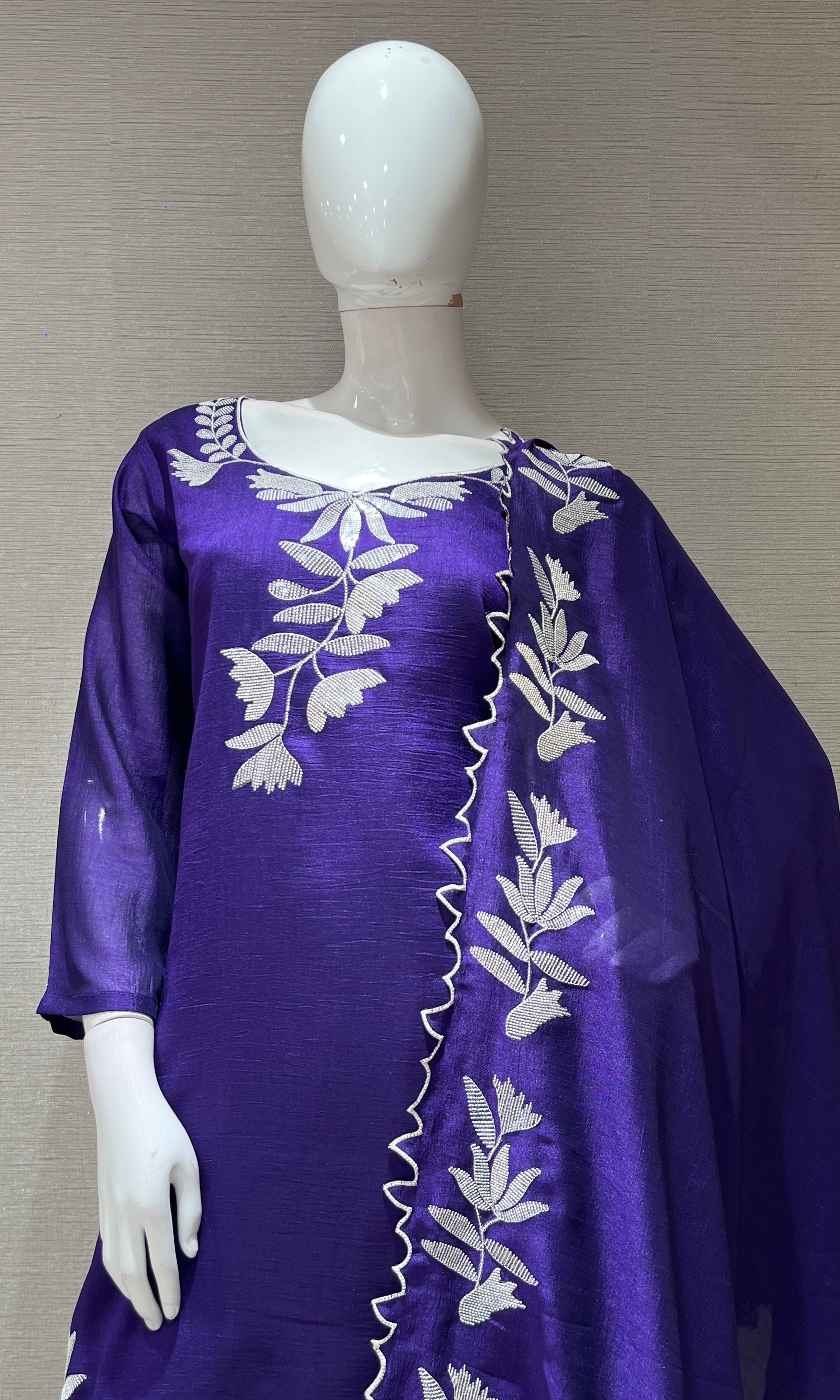 PURPLE FLORAL PRINTED KURTA SET