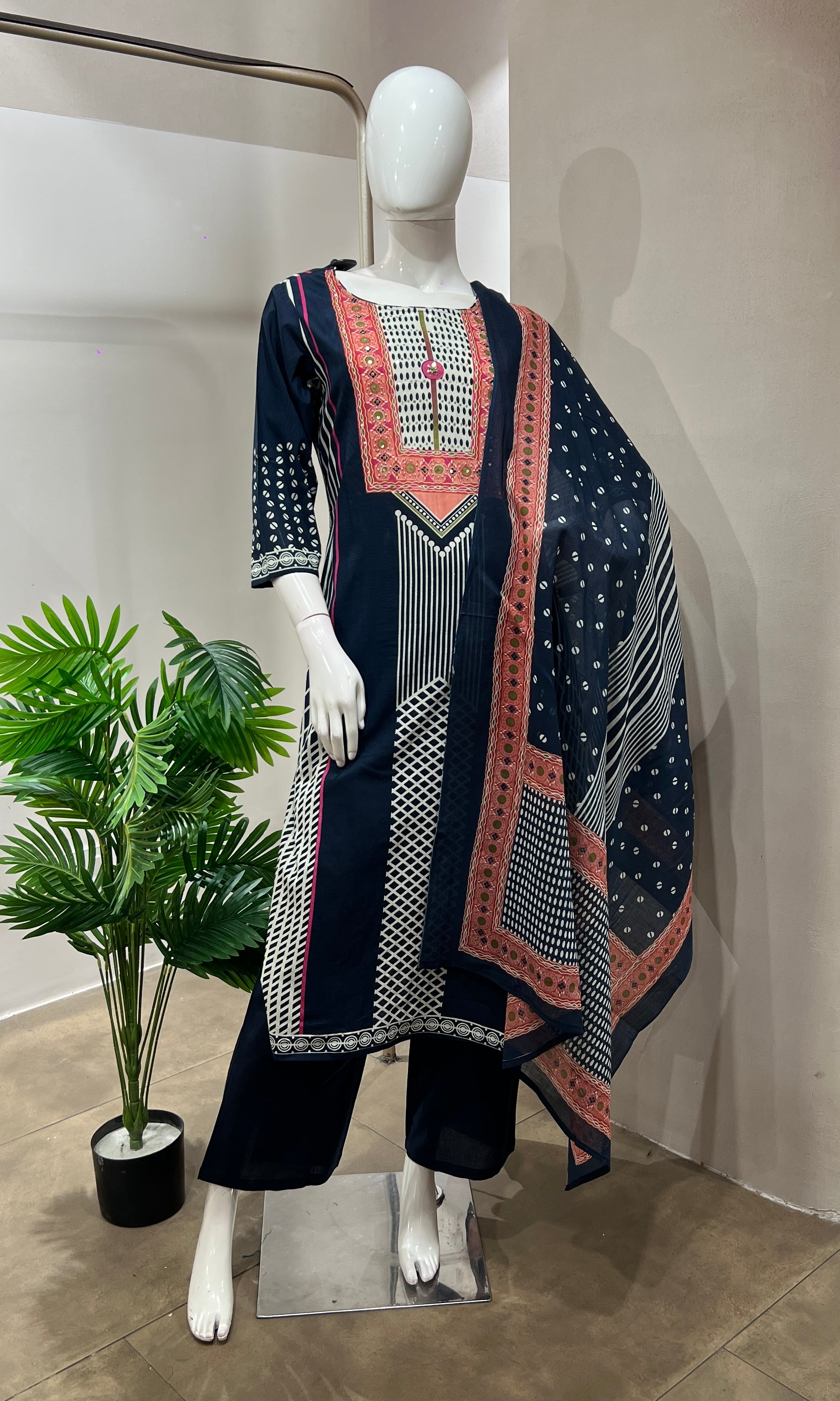Blue ETHNIC PRINTED kurta set