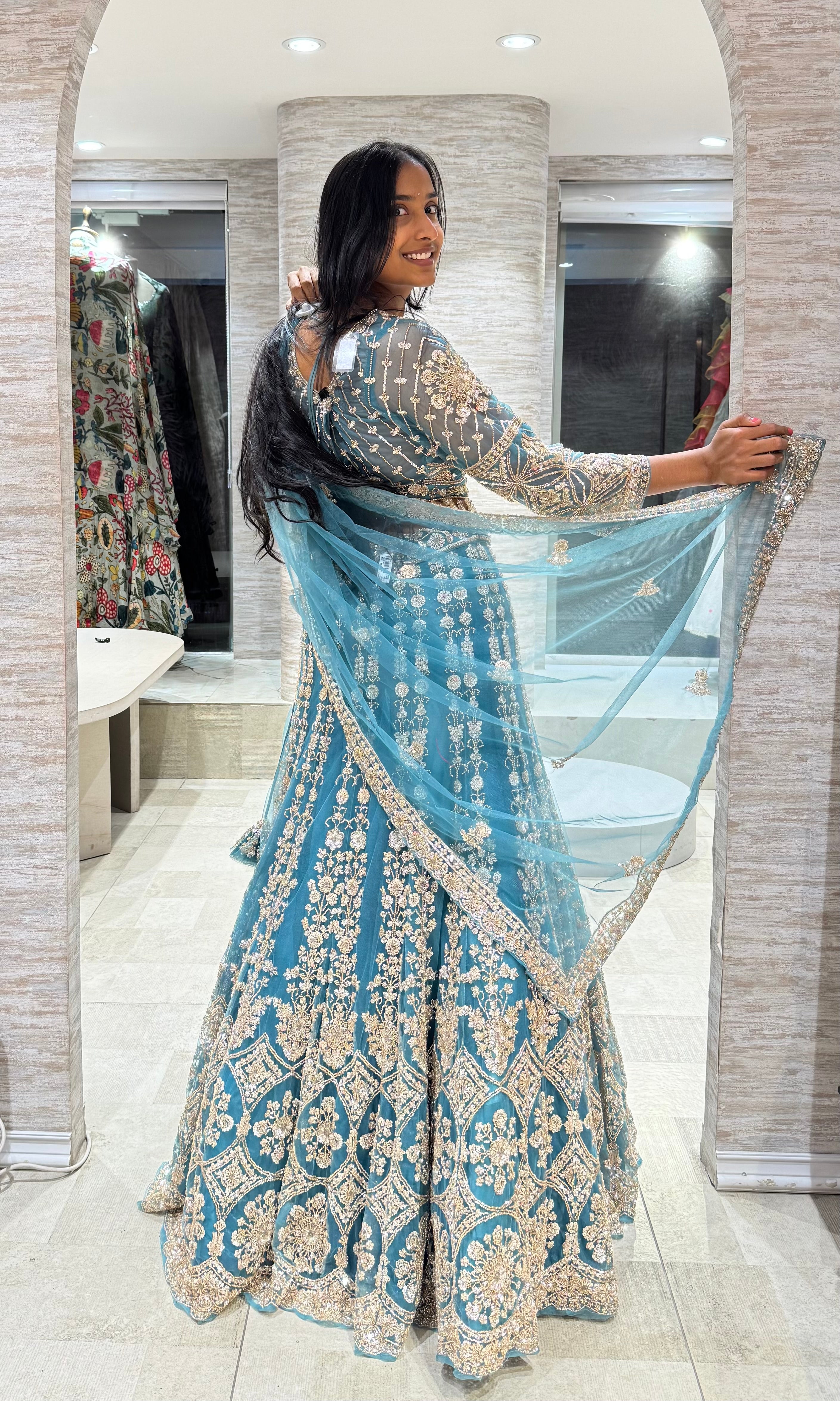 SEA GREEN INTRICATE EMBROIDERED LEHENGA