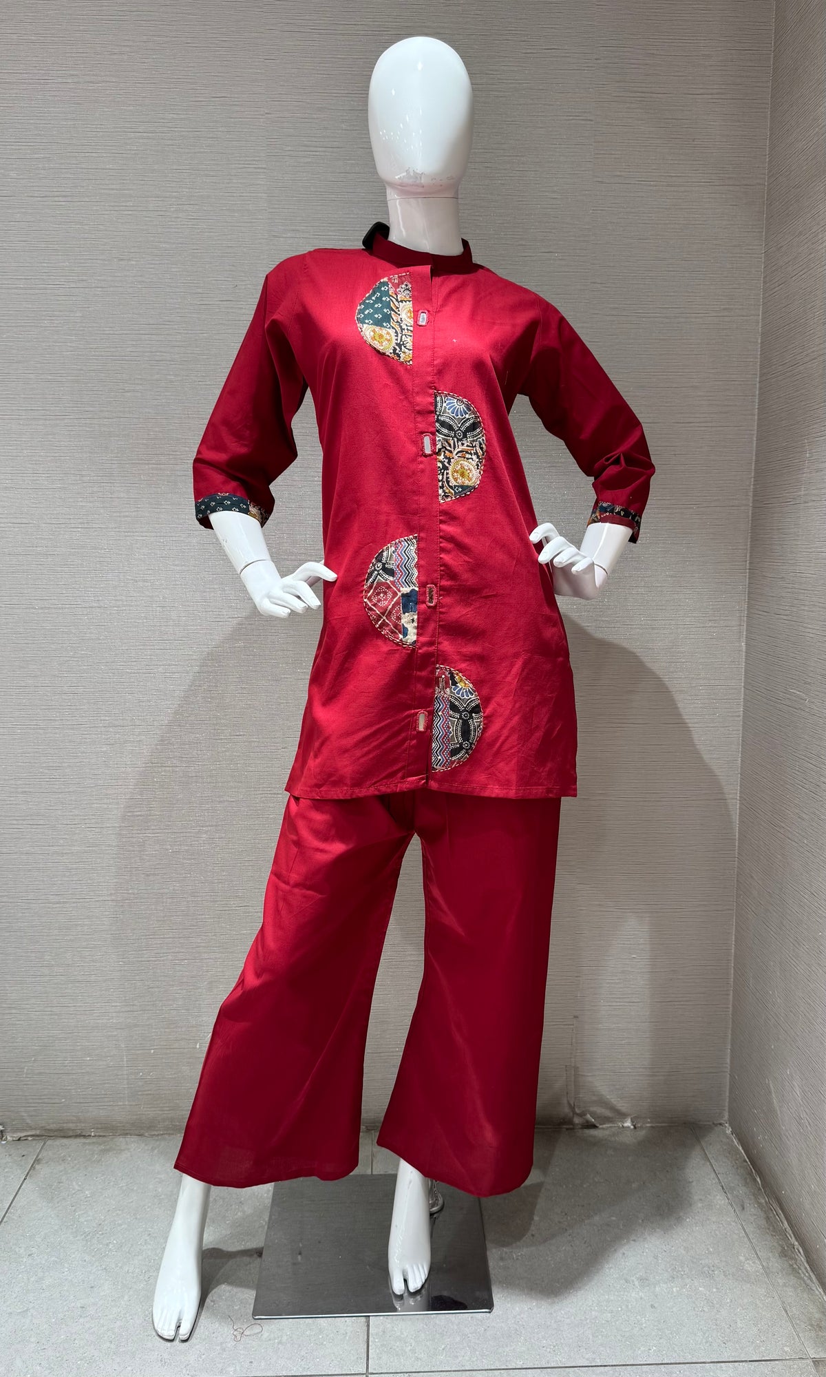 Maroon silk Ethnic Fusion Cord SET