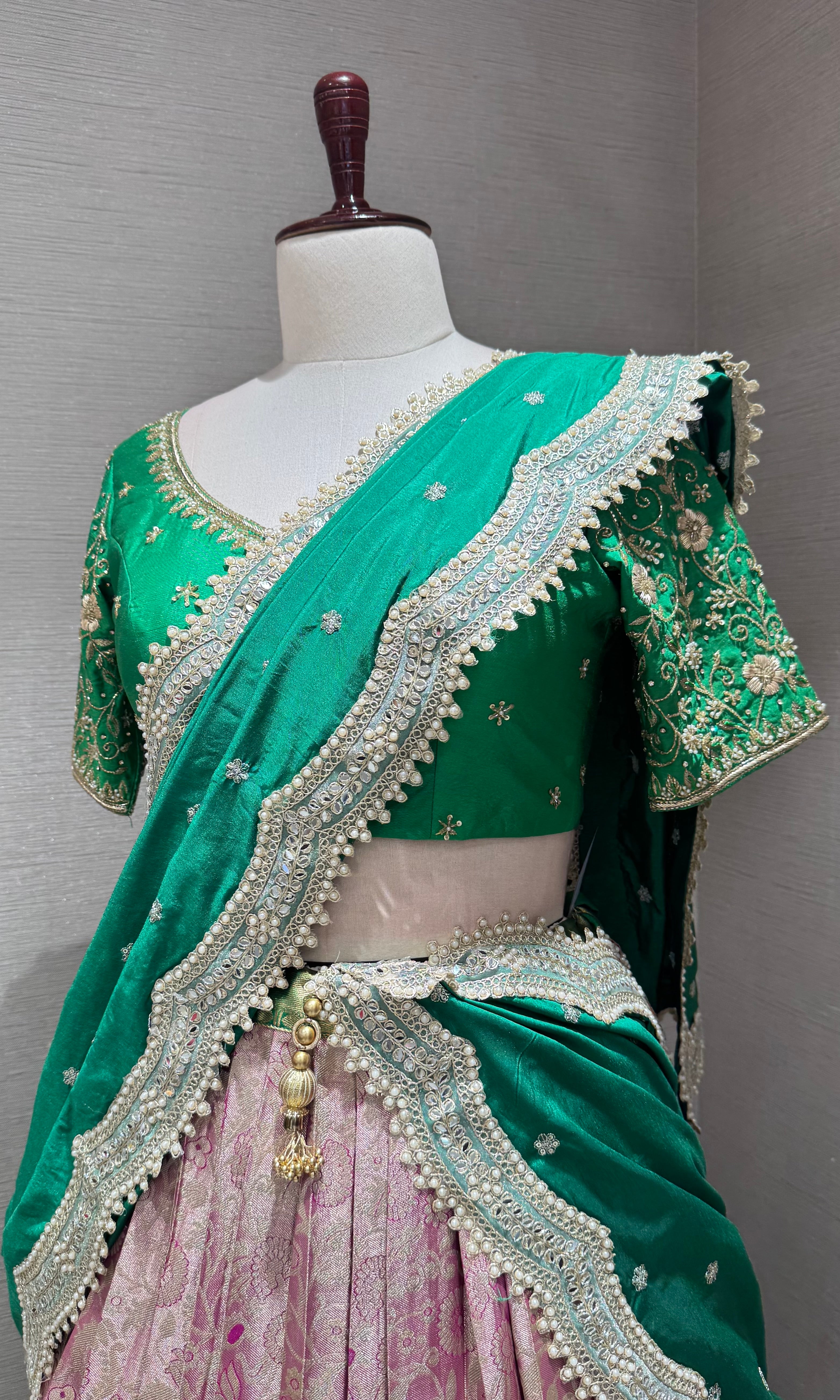 Green Kanchipuram Silk Lehenga Set