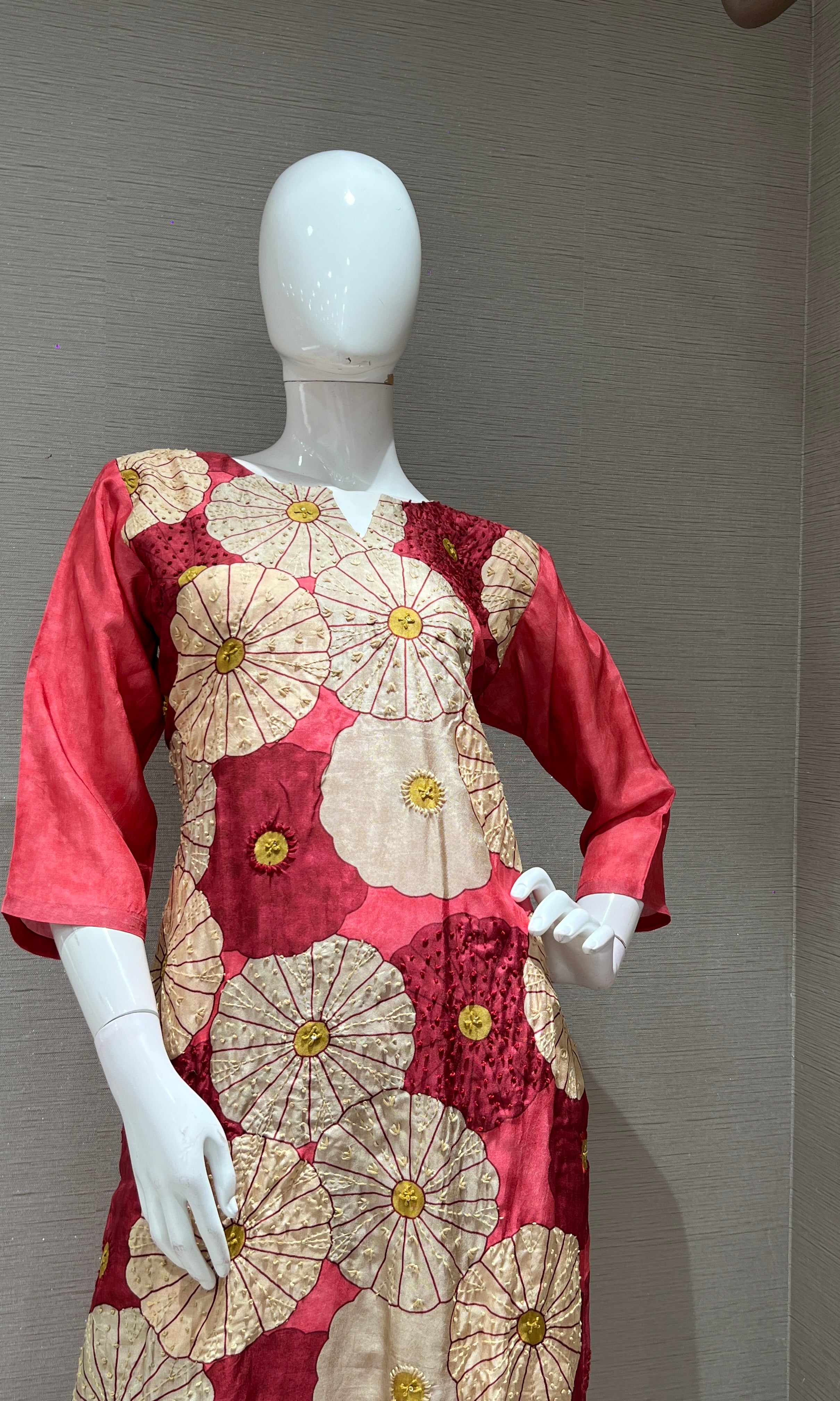 Light pink FLORAL kurta SET