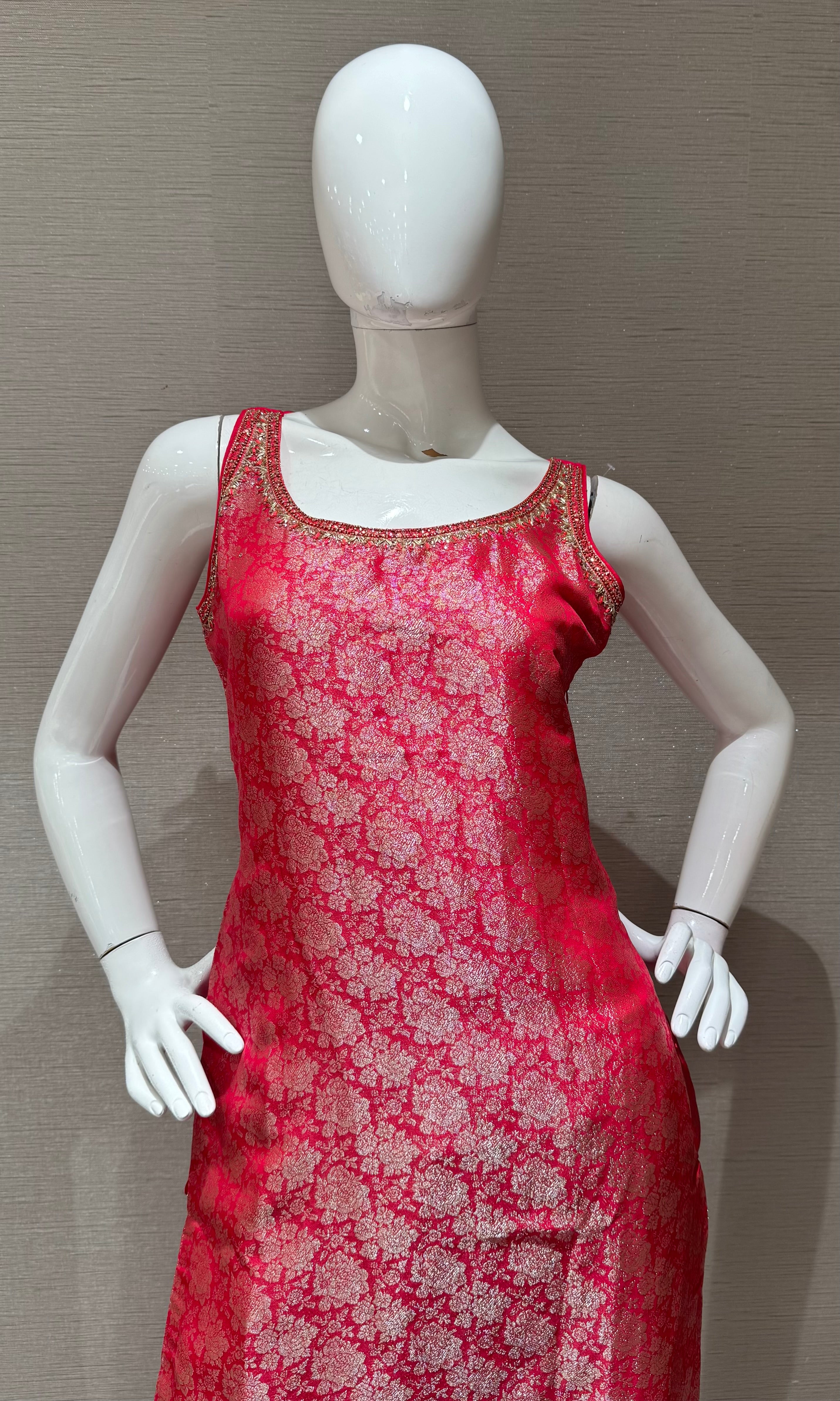 Rani pink banarasi kurta set