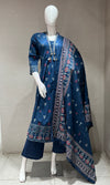 Blue ETHNIC MOTIF PRINTED KURTA SET