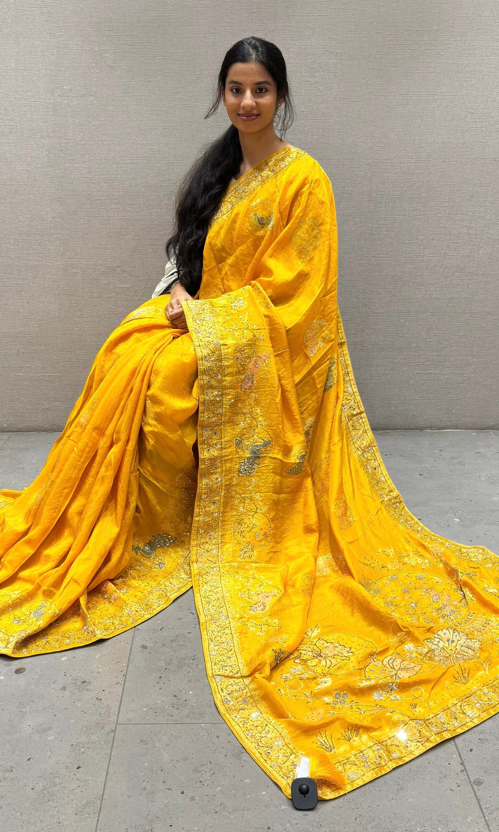 Gold Yellow Banarasi saree