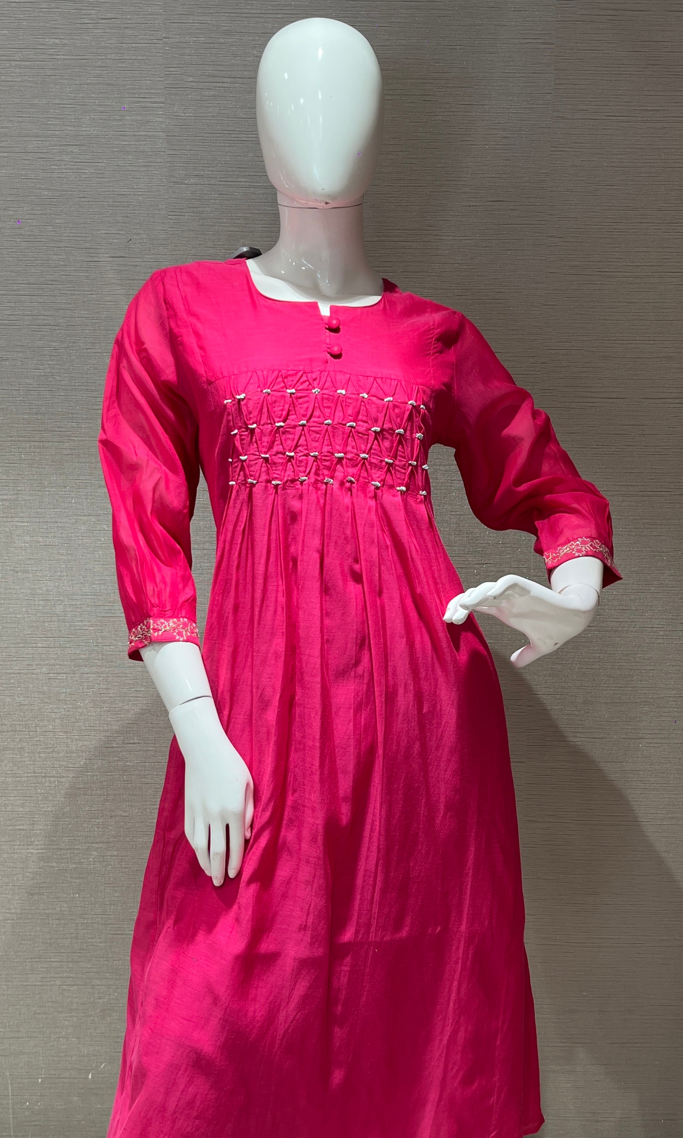 Pink Mul Chanderi kurta set