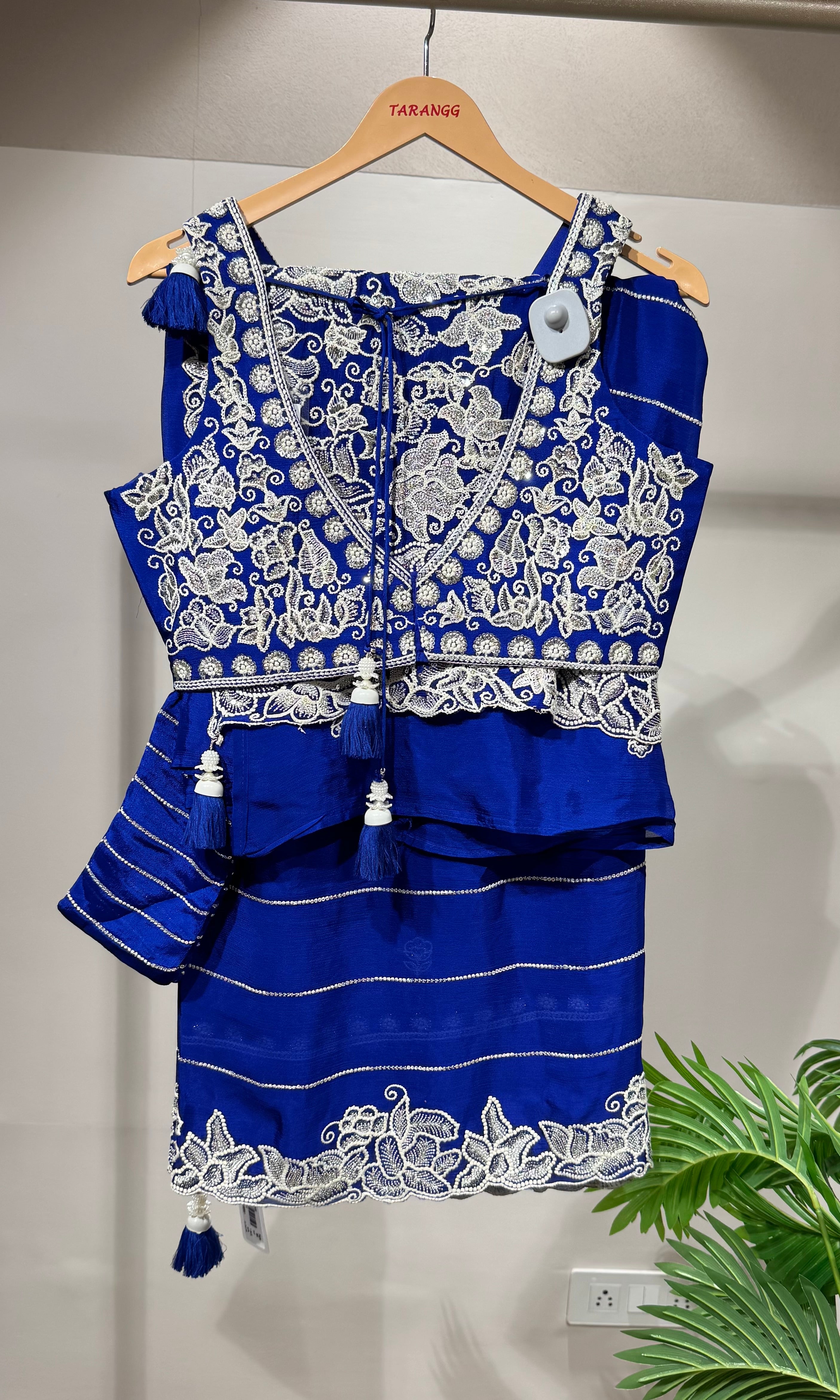 royal blue designer saree with blouse