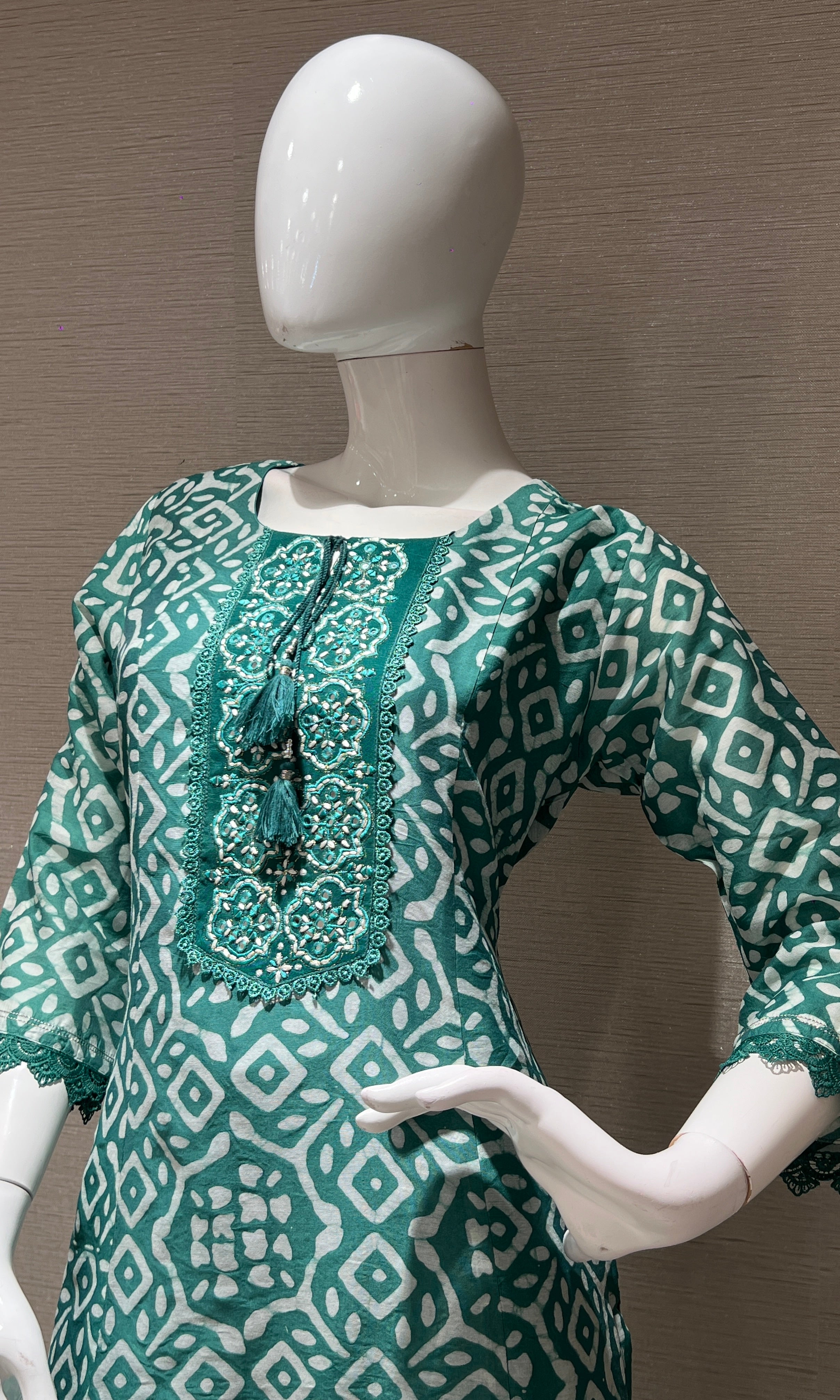 Rama green Kurti top with bottom