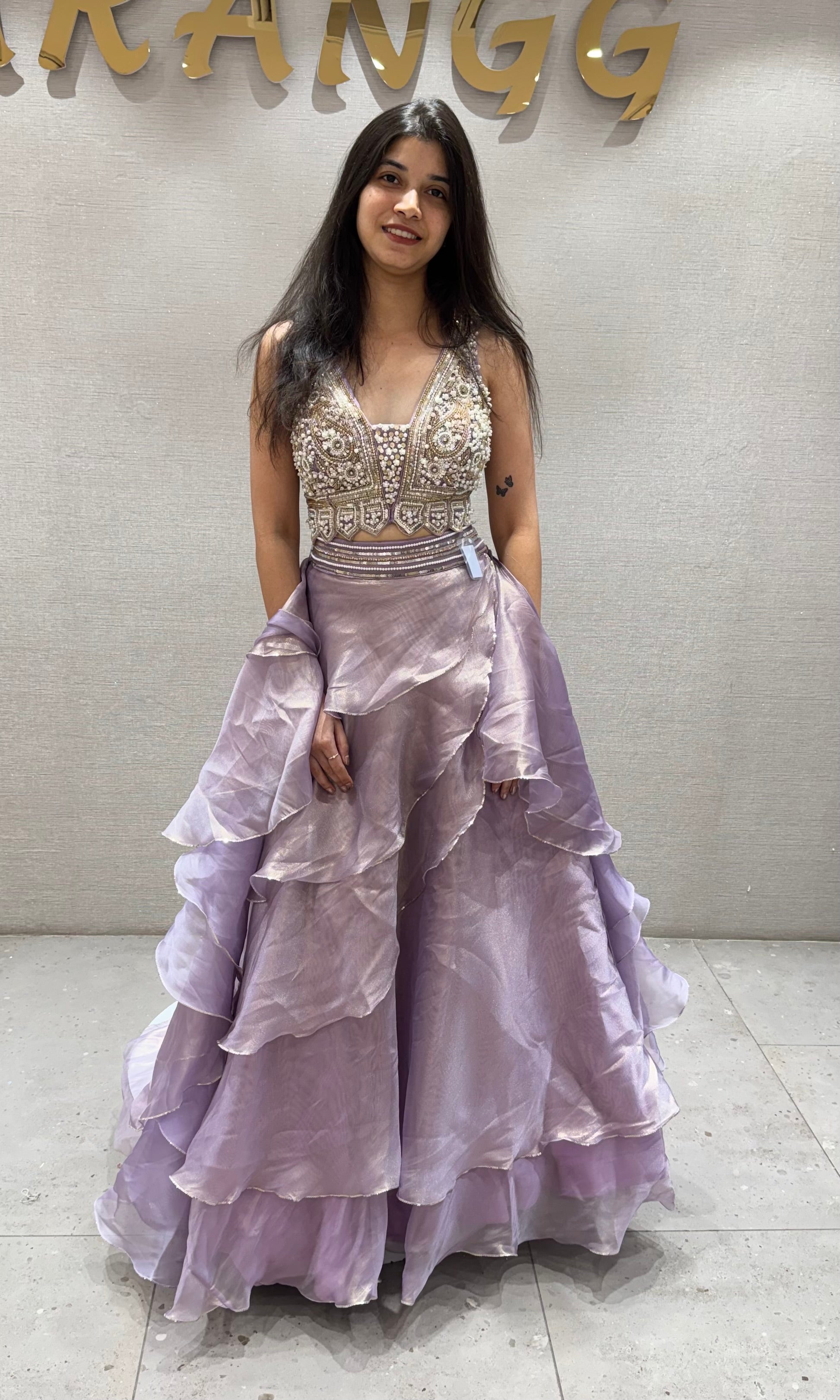 LILAC ruffled lehenga set WITH ELEGANT BLOUSE