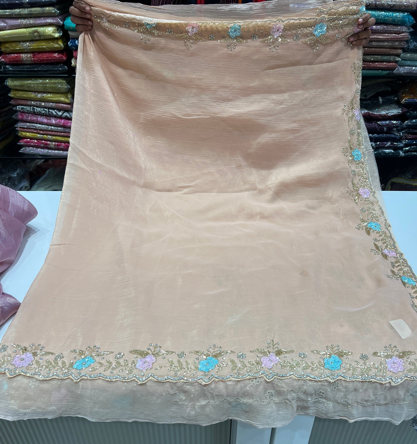 Peach fancy saree 333