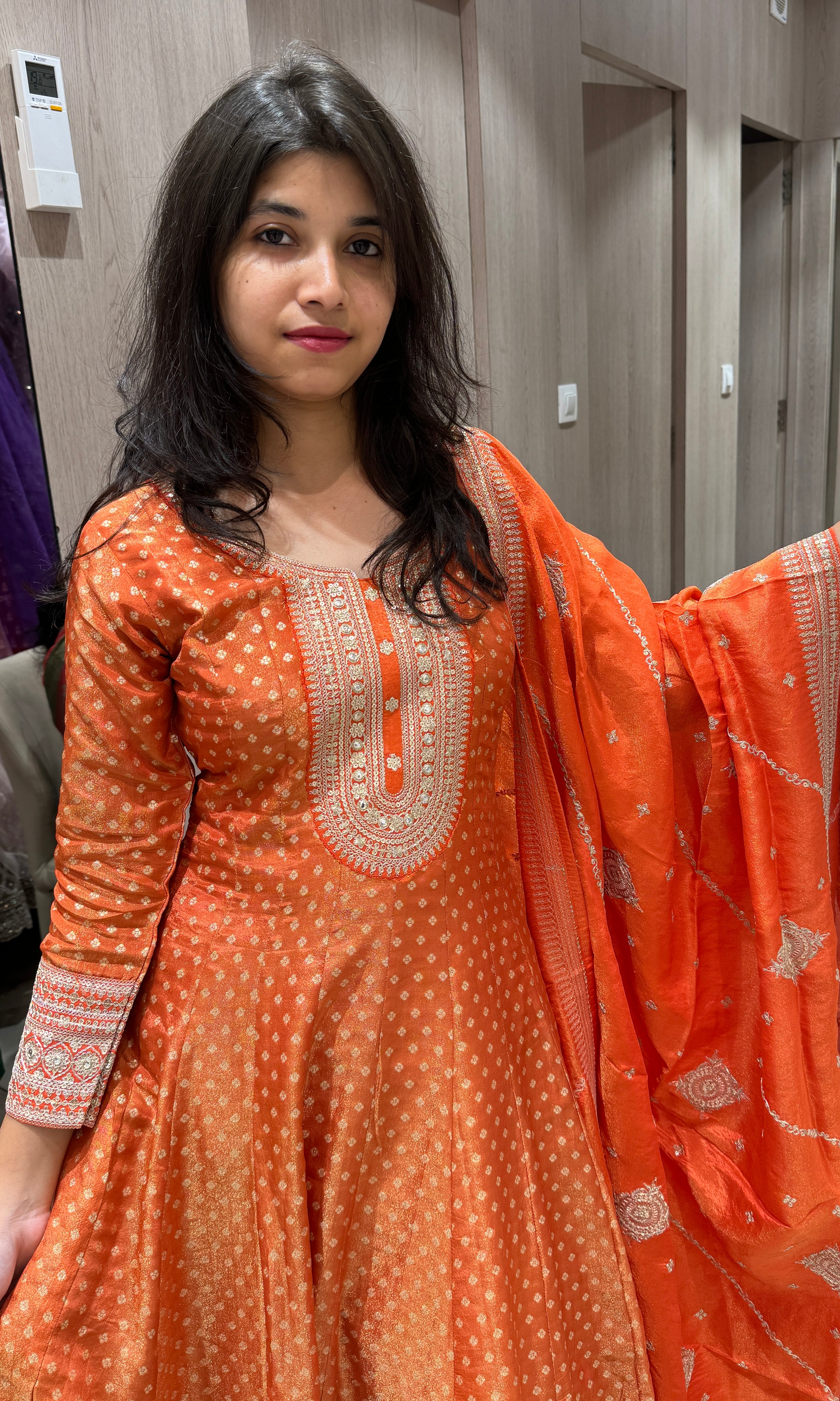 Orange Anarkali with Palazzo pants