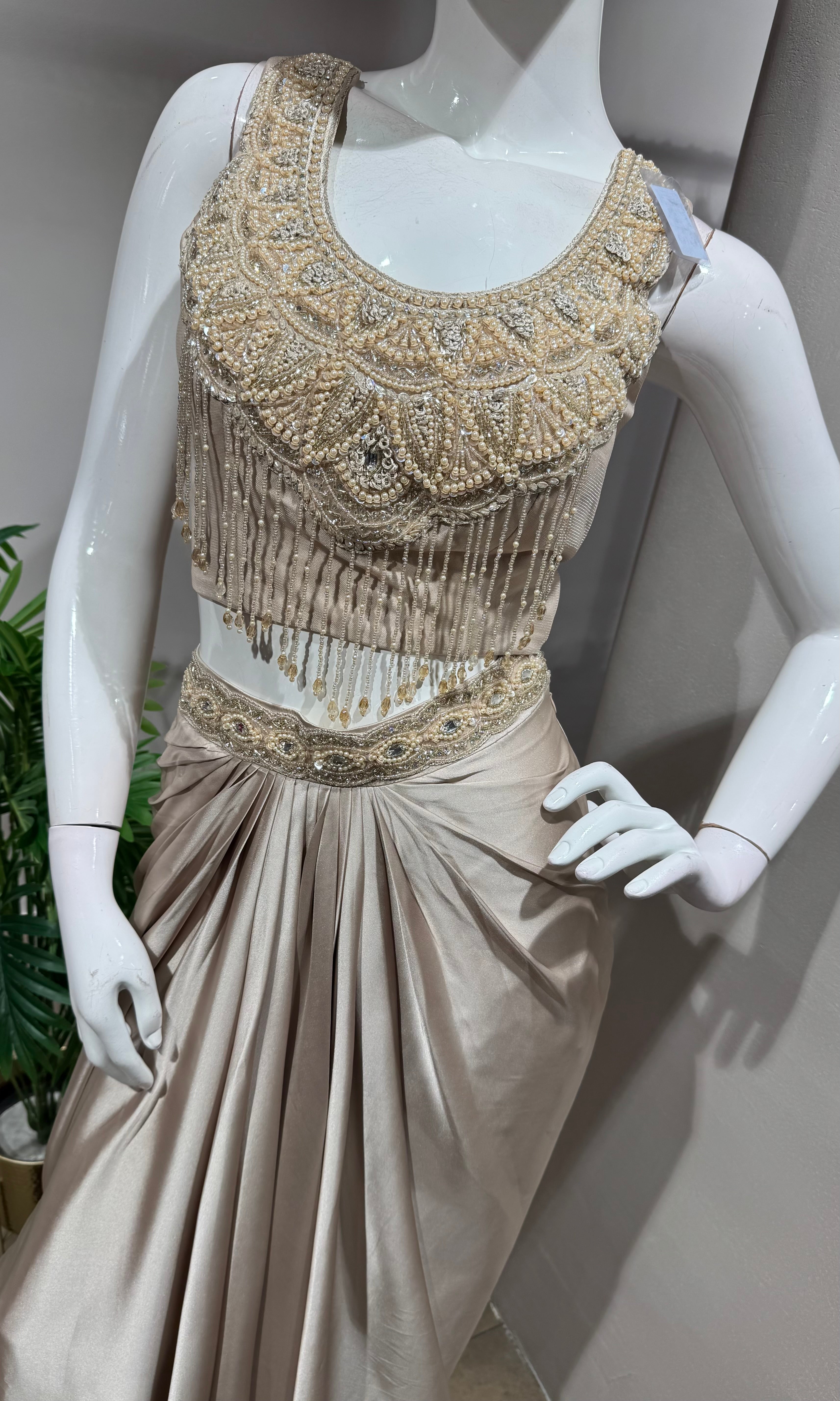 BEAGH DRAPED SKIRT WITH EMBROIDERED BLOUSE