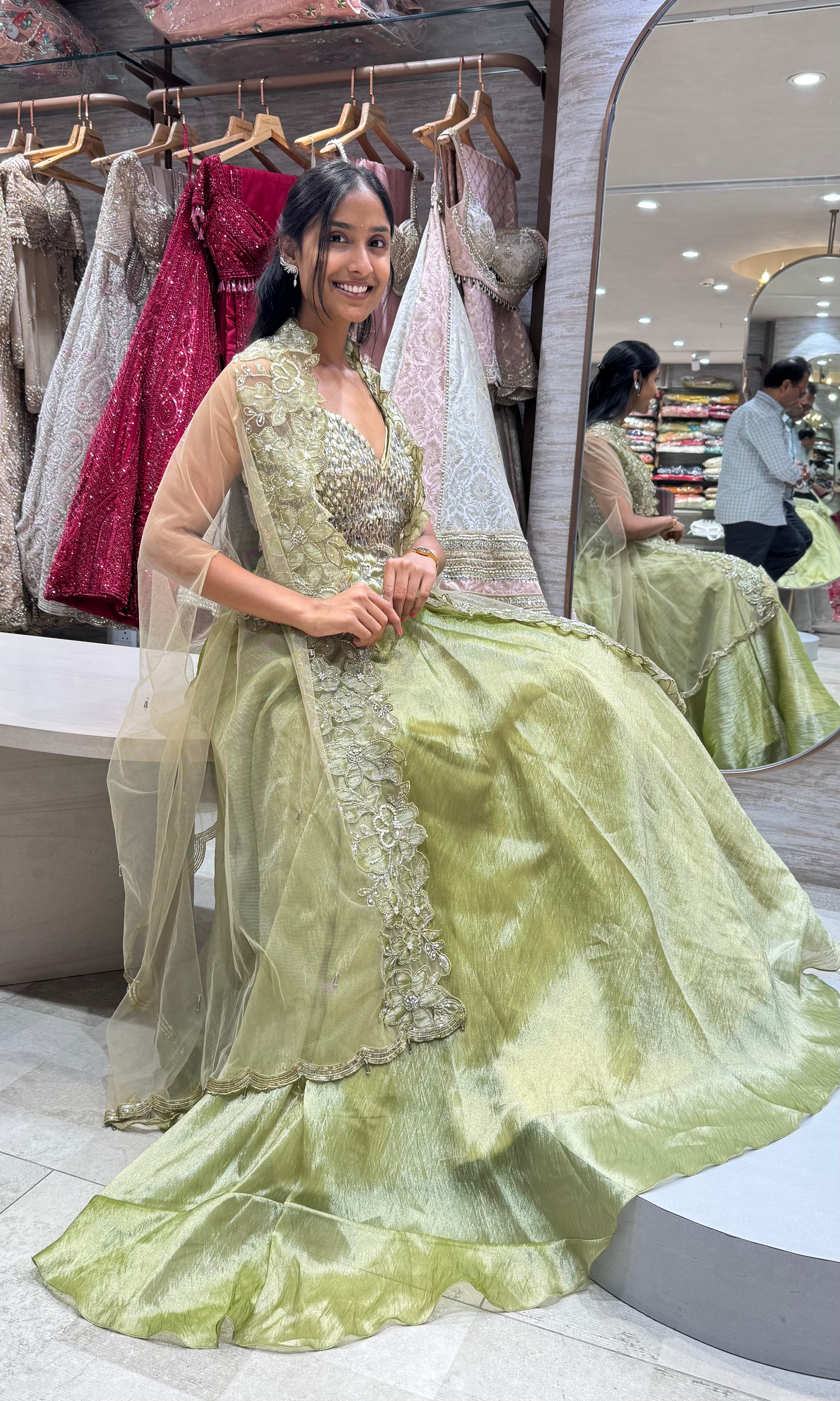 GREEN INTRICATE EMBROIDERED LEHENGA