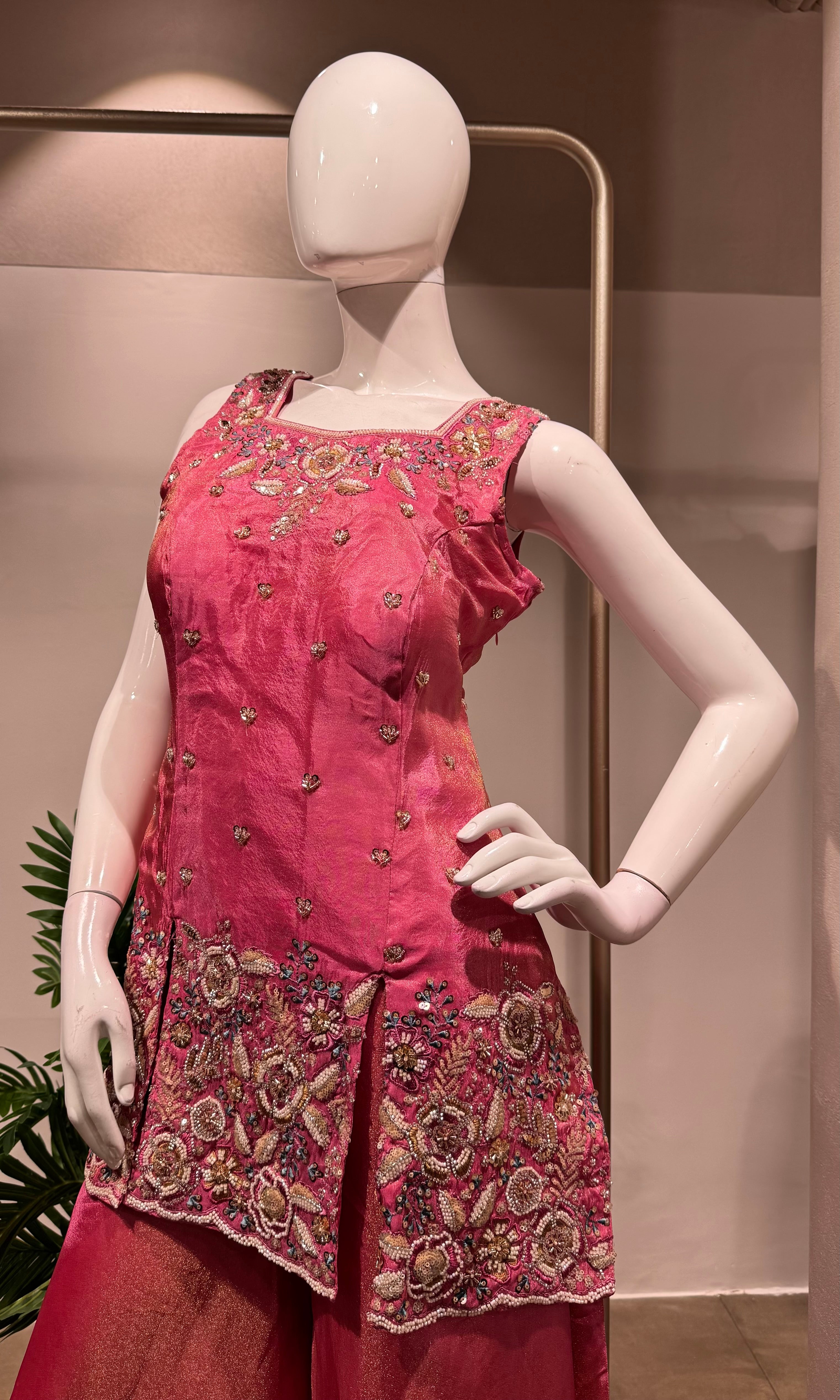 BABY PINK Embroidered Sharara SET
