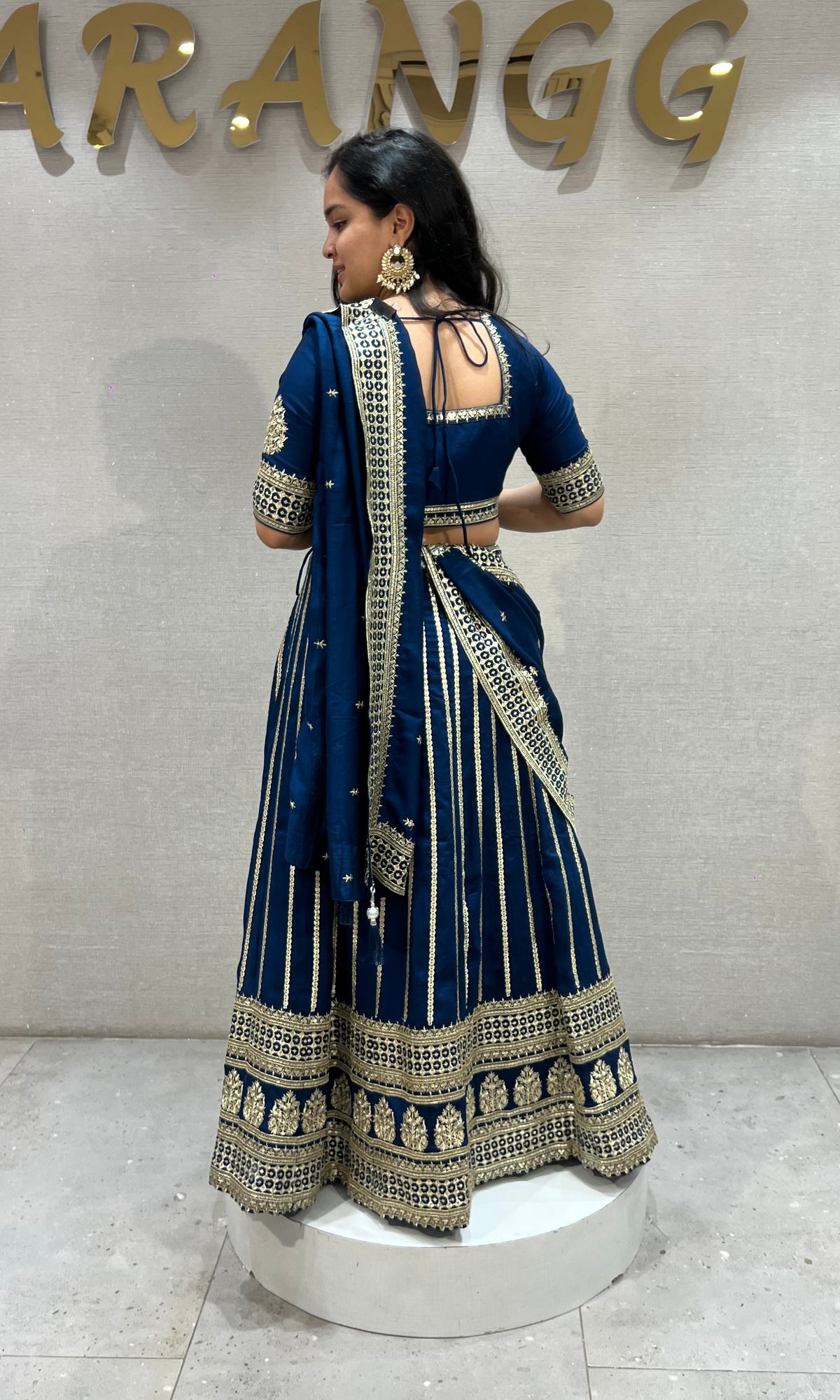Peacock Blue Georgette Embroidery Lehenga set