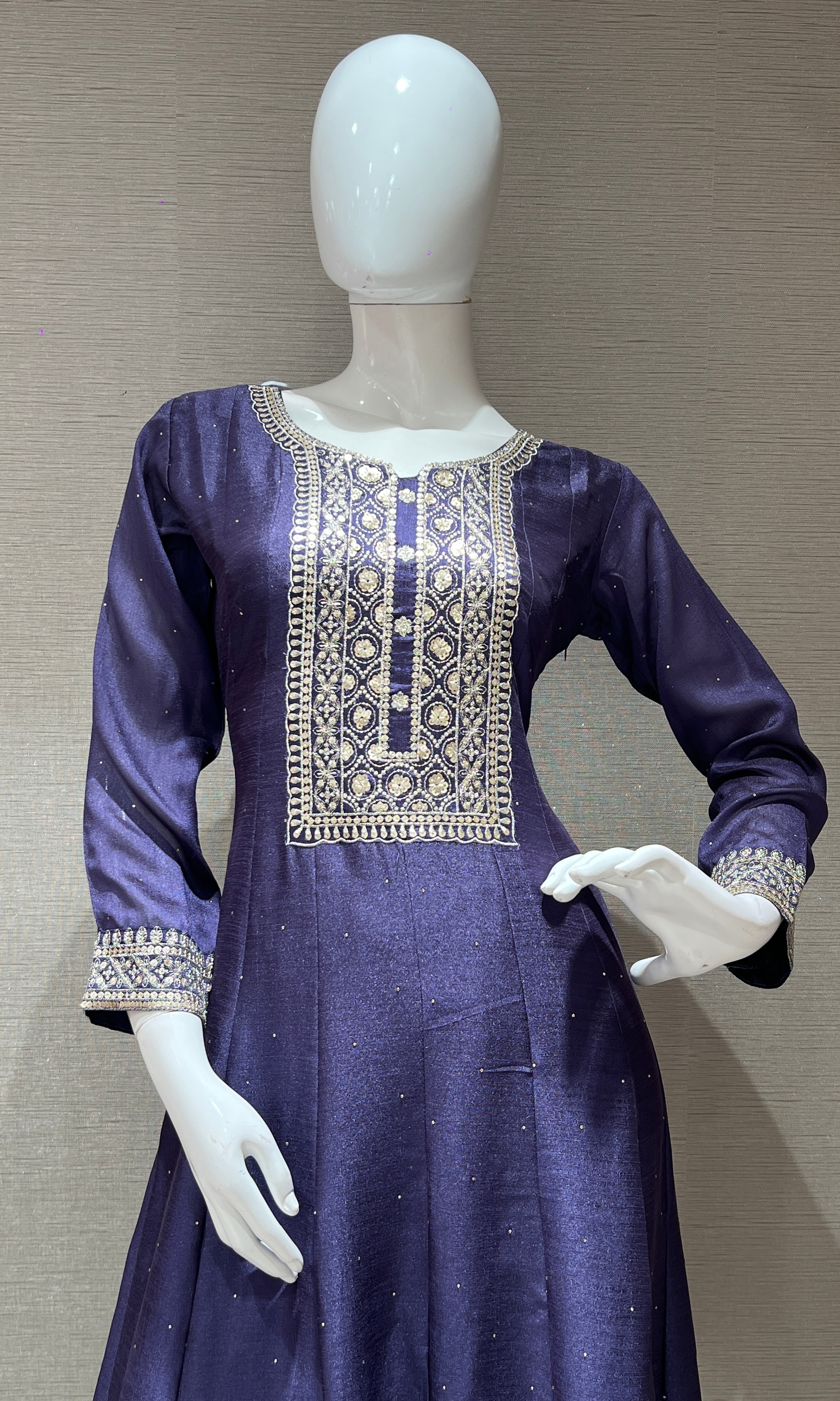 Purple Graceful Anarkali Kurta Set with Dupatta