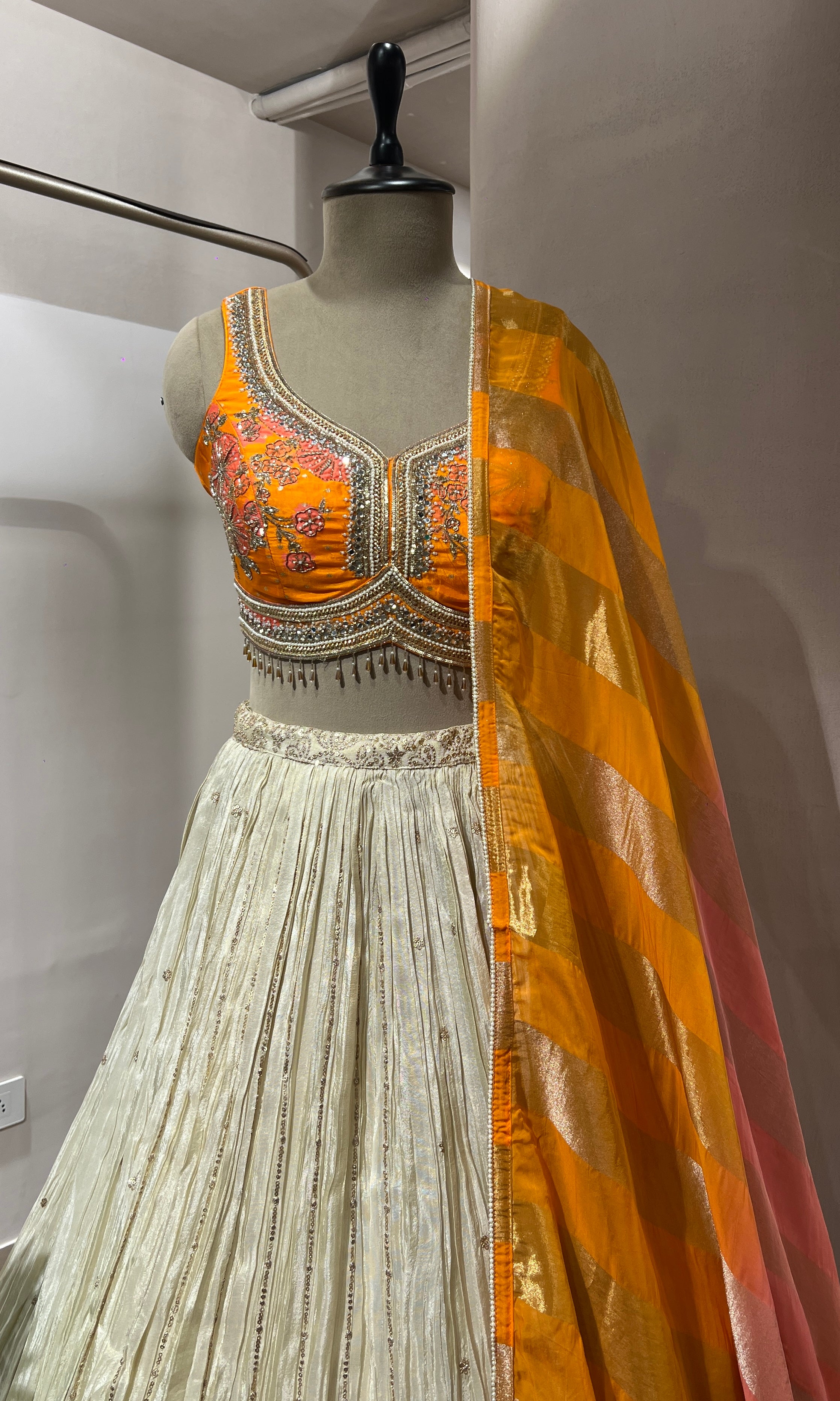 ORANGE EMBELLISHED LEHENGA