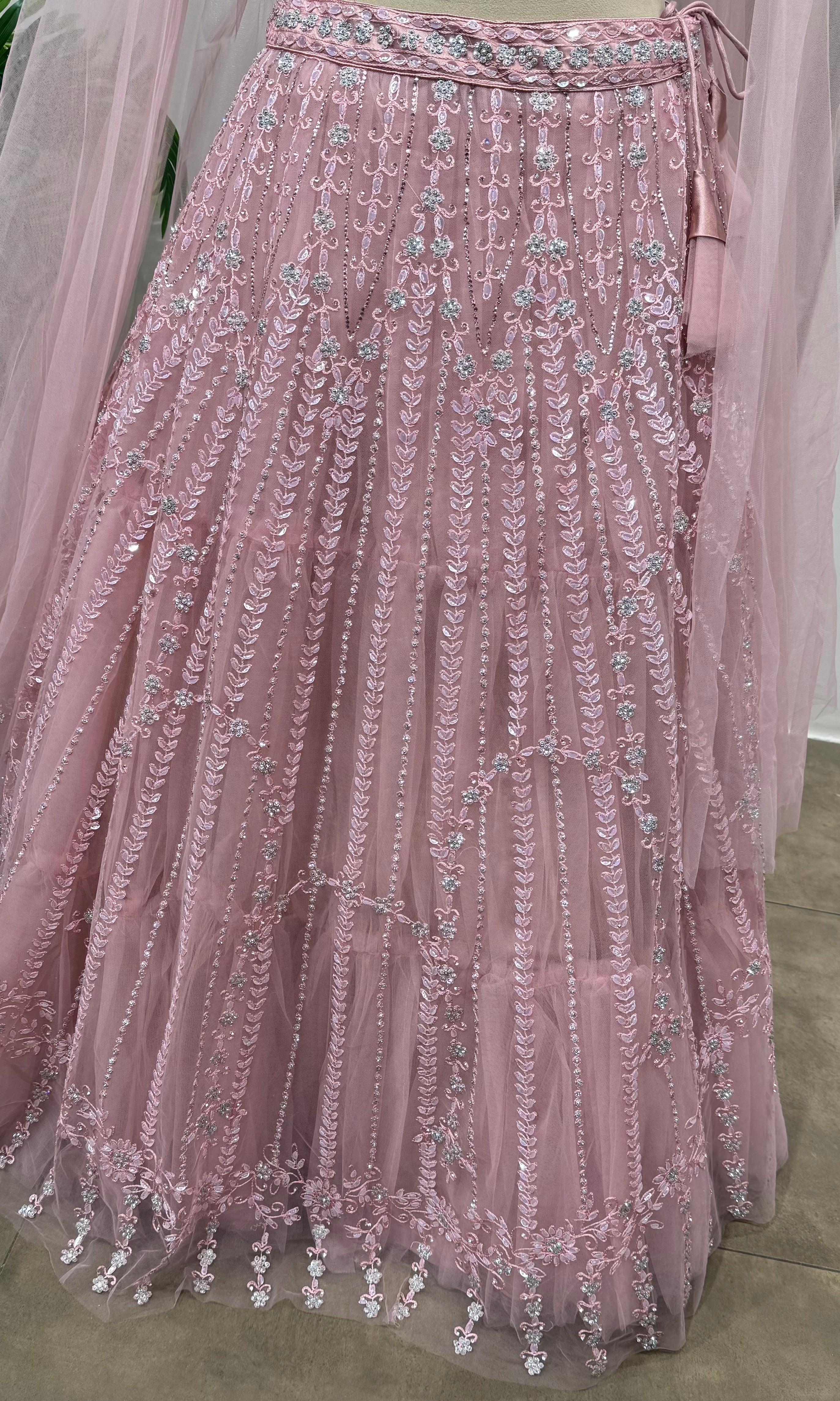 dusty rose pink lehenga crop top lehenga