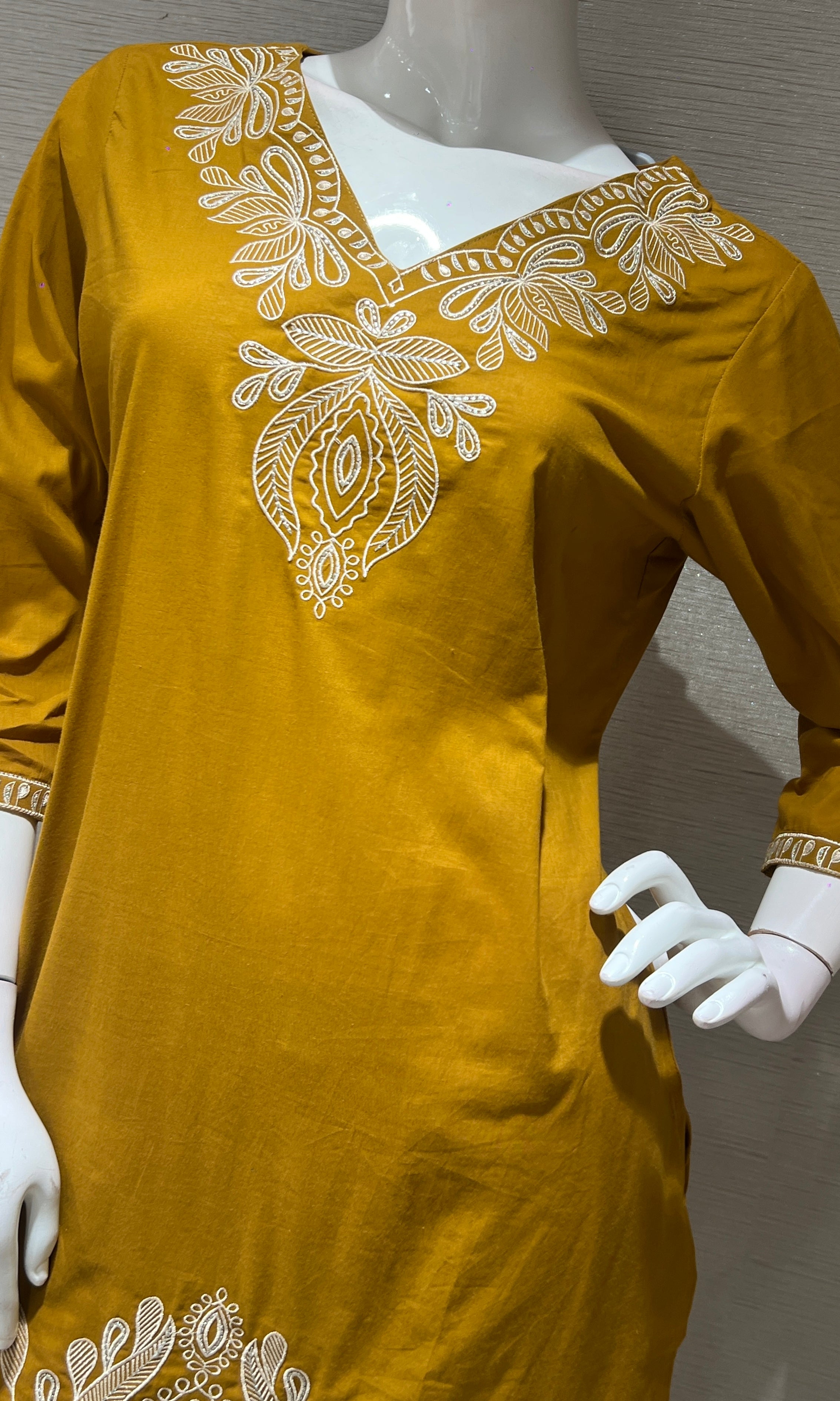 Mustard yellow EMBROIDERED kurta set