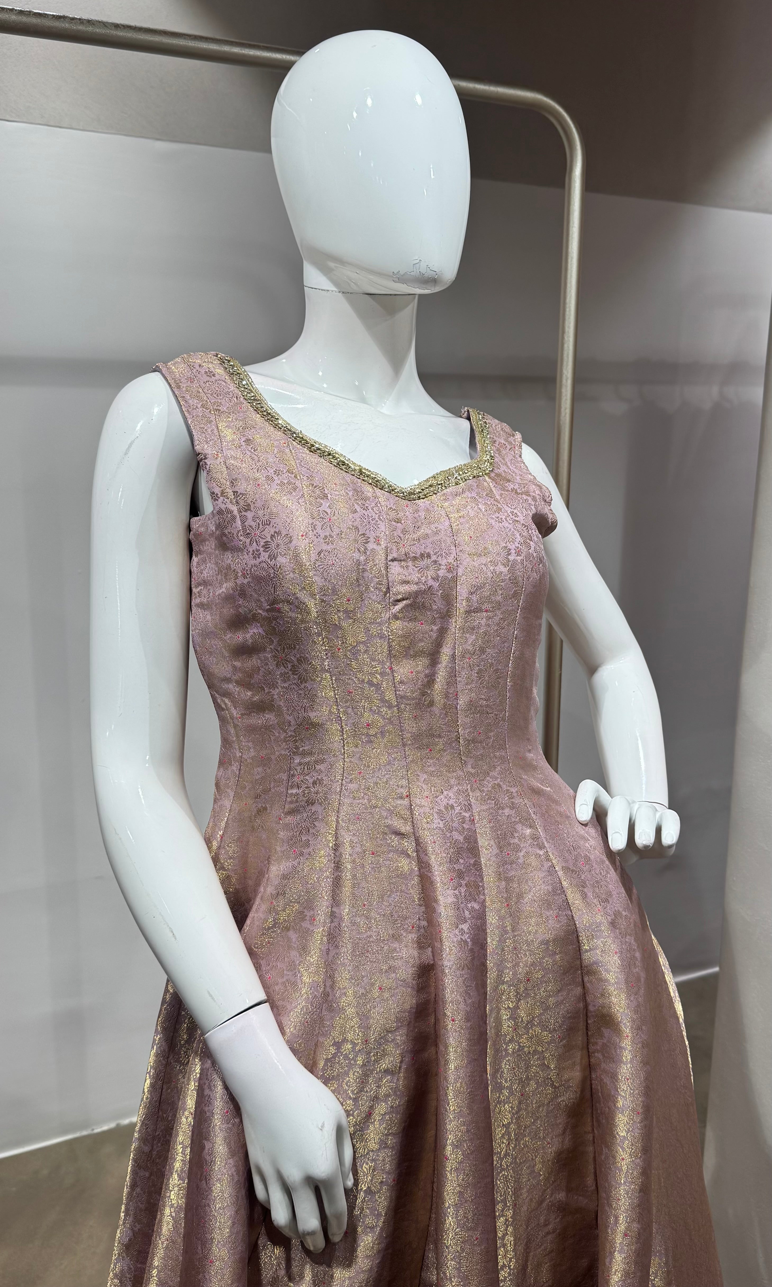 Lavender Banarasi anarkali with palazzo pants