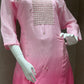 Light pink long dress with straight pant sets