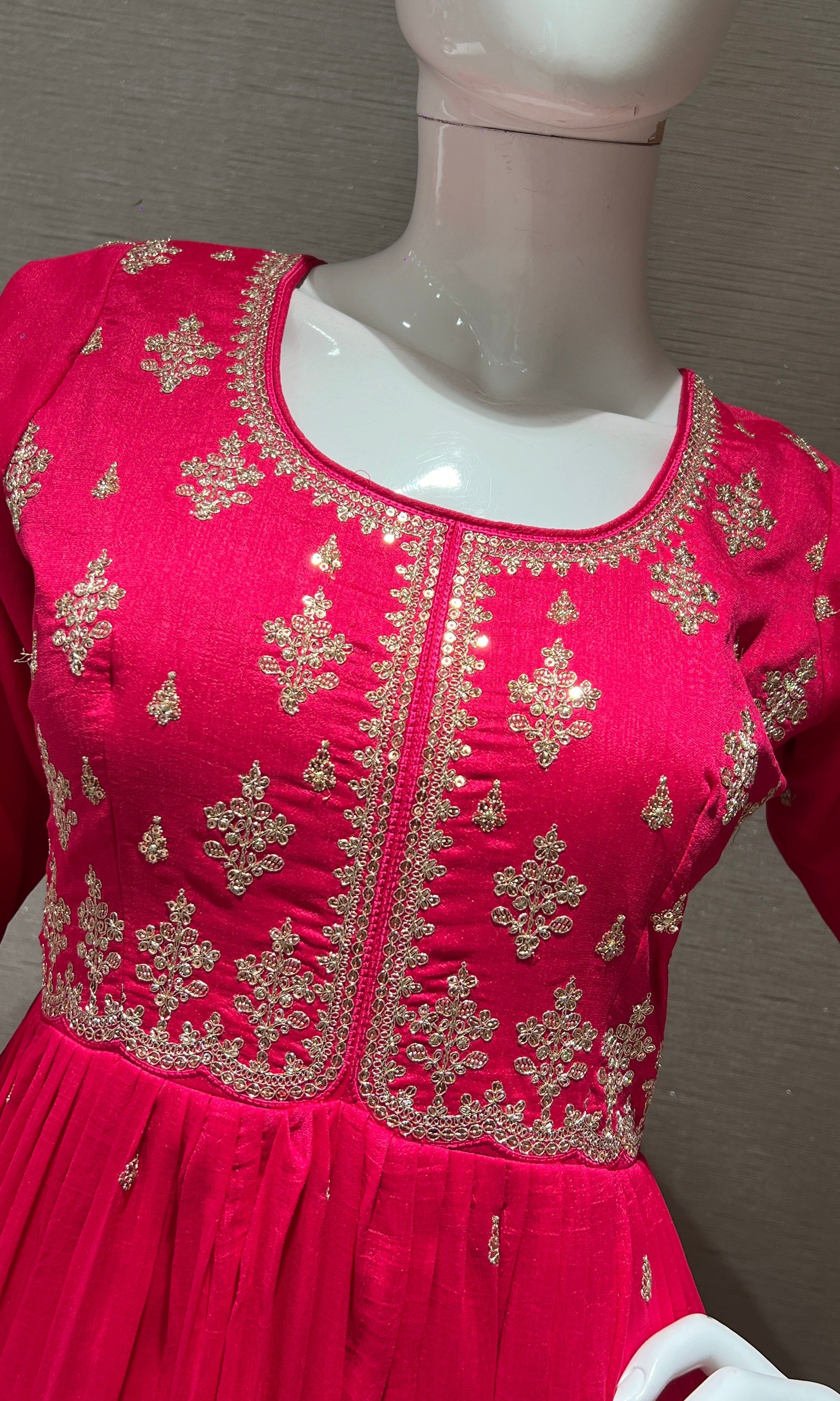 Pink EMBROIDERED ANARKALI LONG DRESS