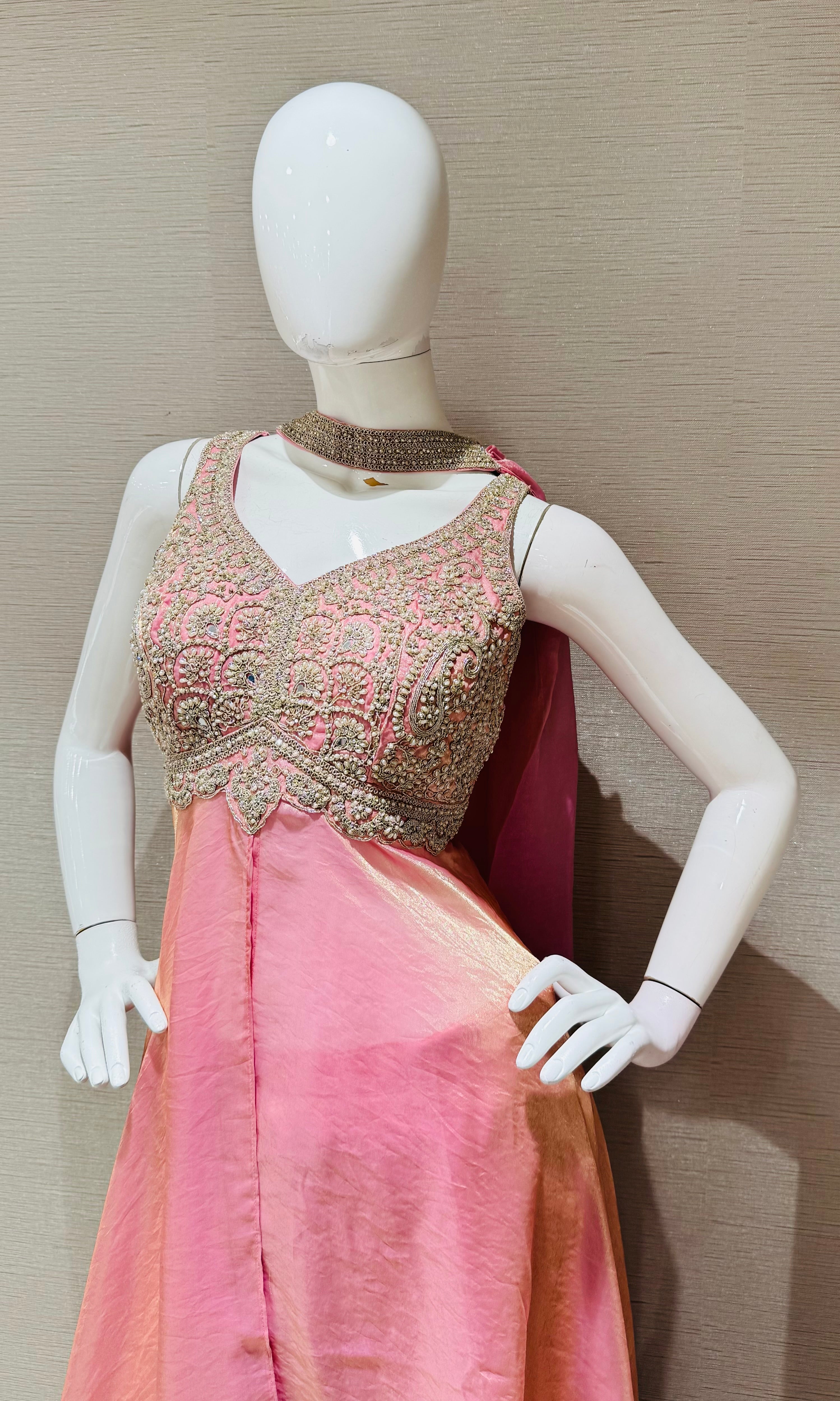 Blush Pink Shimmer Tissue Palazzo Set